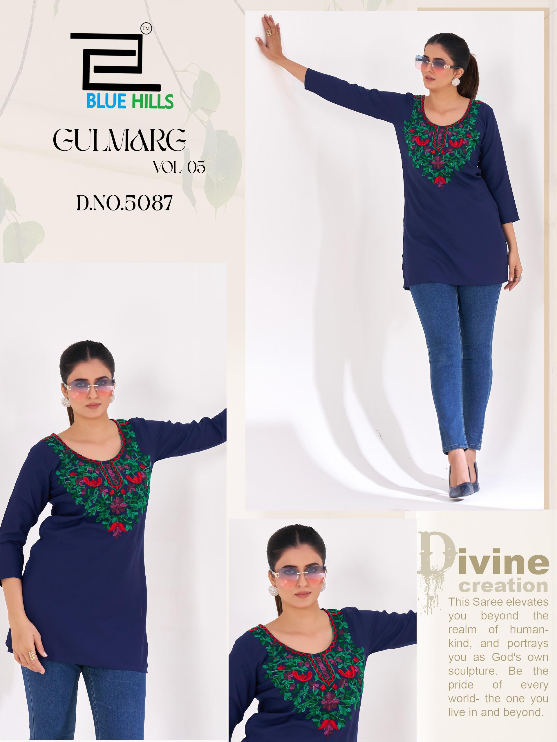 Blue Hills Gulmarg Vol 5 Rayon Thread Work Top Collection