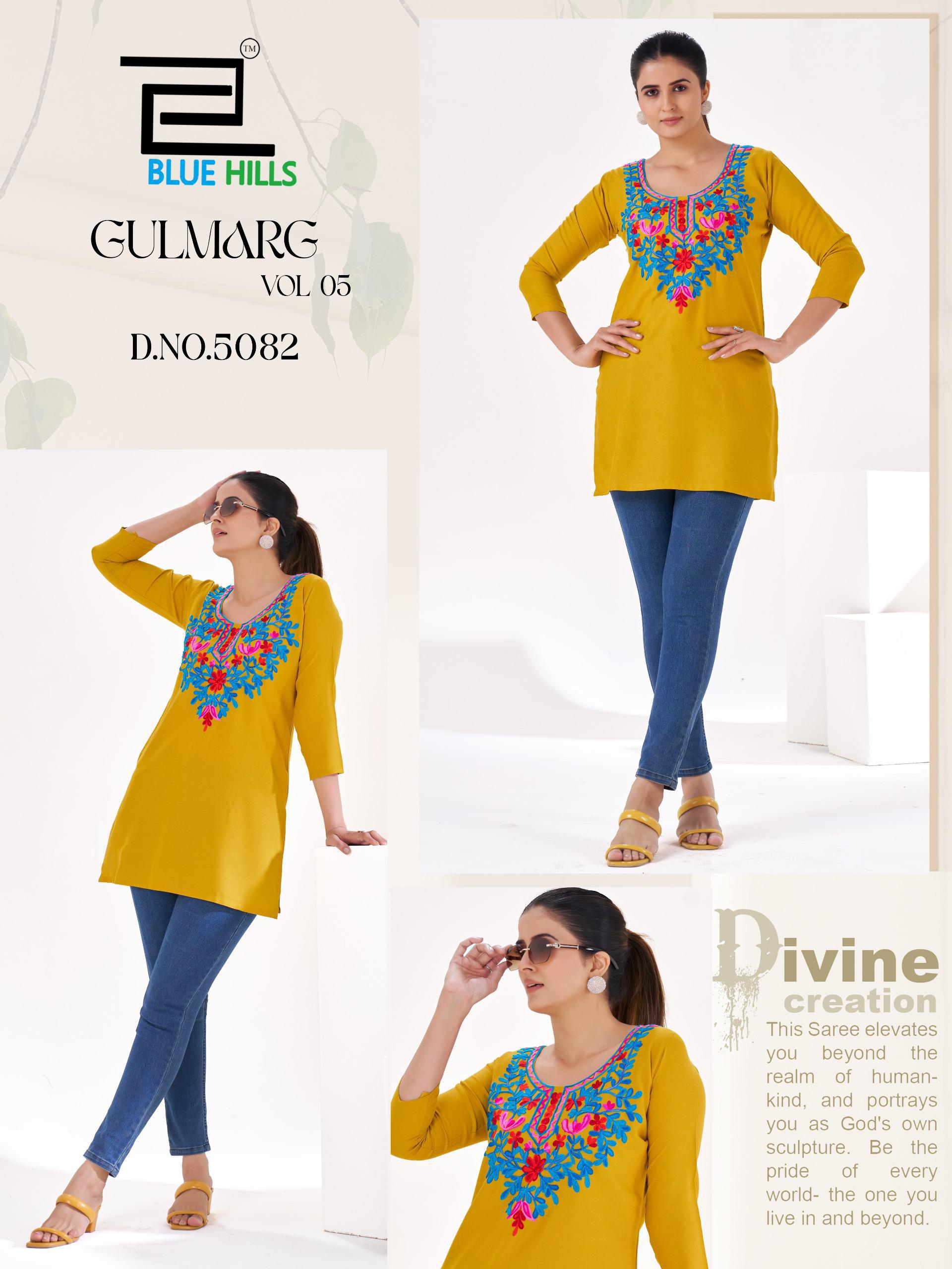 Blue Hills Gulmarg Vol 5 Rayon Thread Work Top Collection
