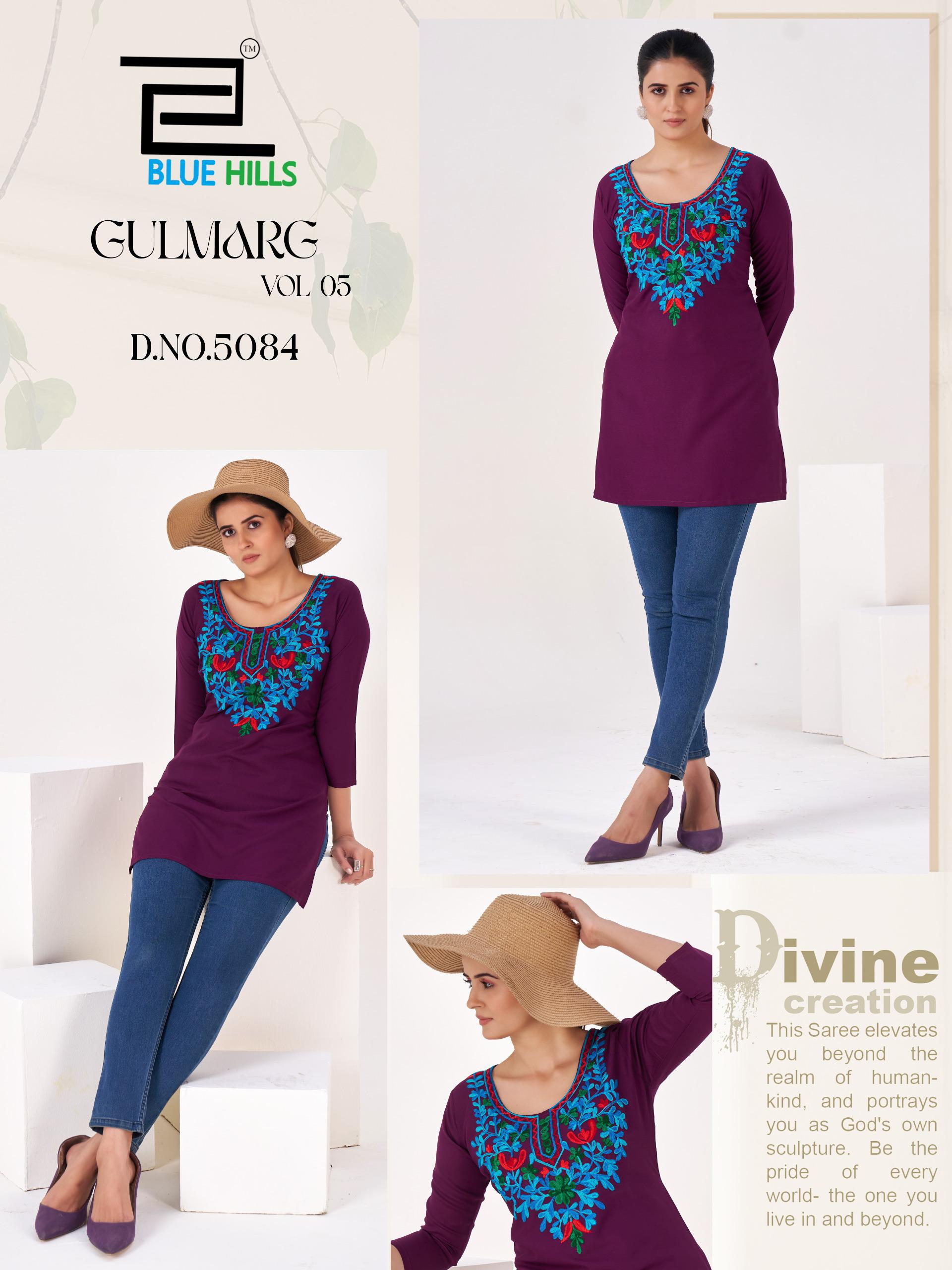 Blue Hills Gulmarg Vol 5 Rayon Thread Work Top Collection