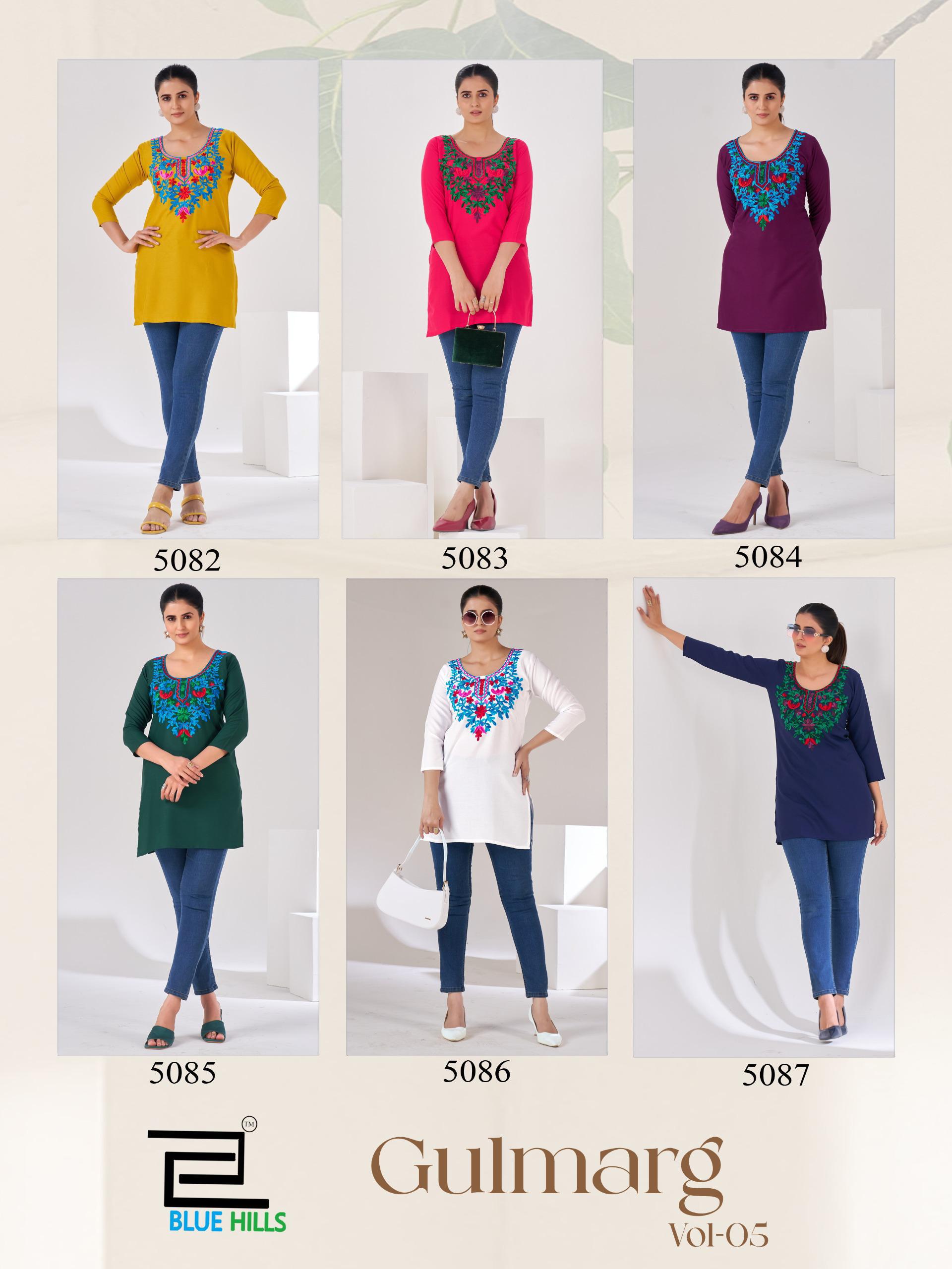Blue Hills Gulmarg Vol 5 Rayon Thread Work Top Collection