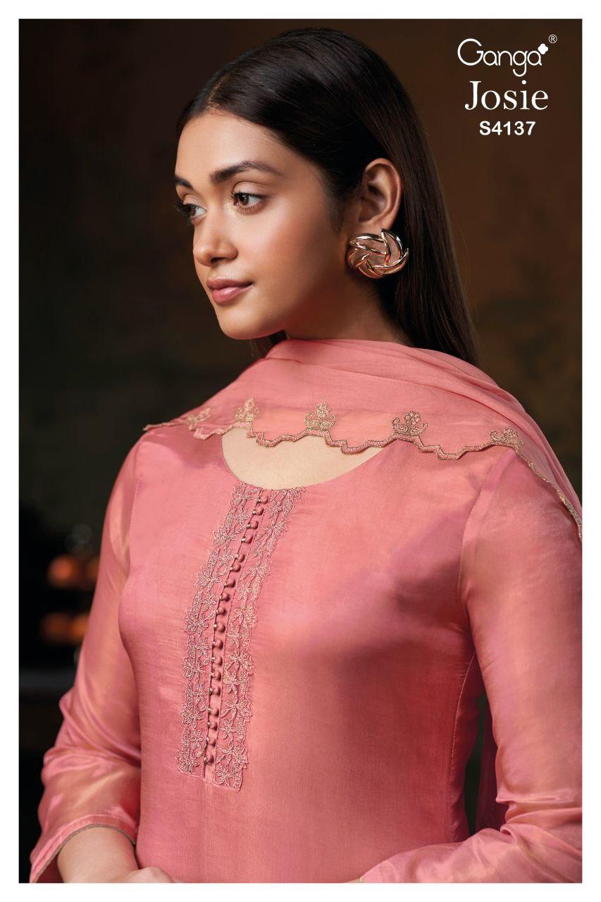 Ganga Josie 4137 Bemberg Silk Embroidery Work Salwar Kameez