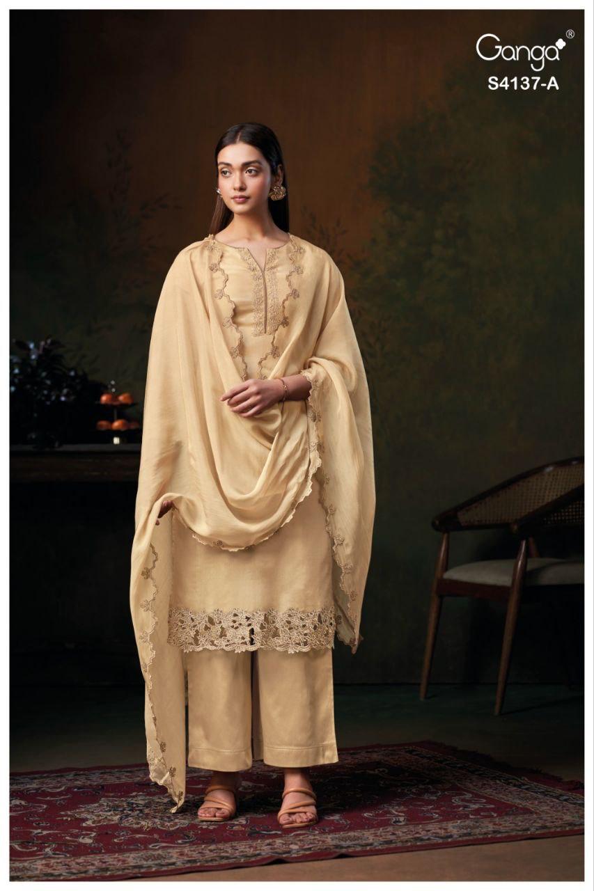 Ganga Josie 4137 Bemberg Silk Embroidery Work Salwar Kameez