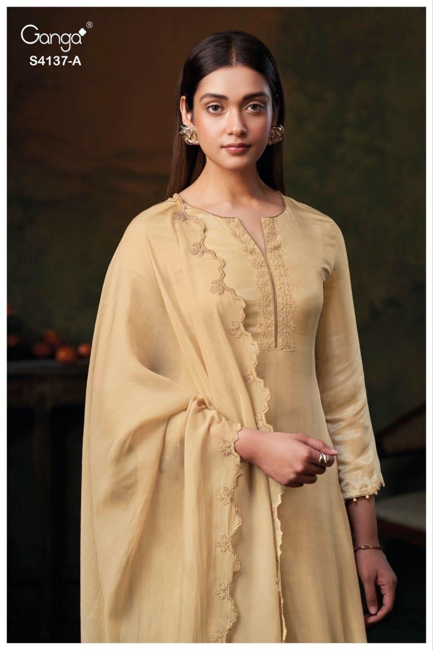 Ganga Josie 4137 Bemberg Silk Embroidery Work Salwar Kameez