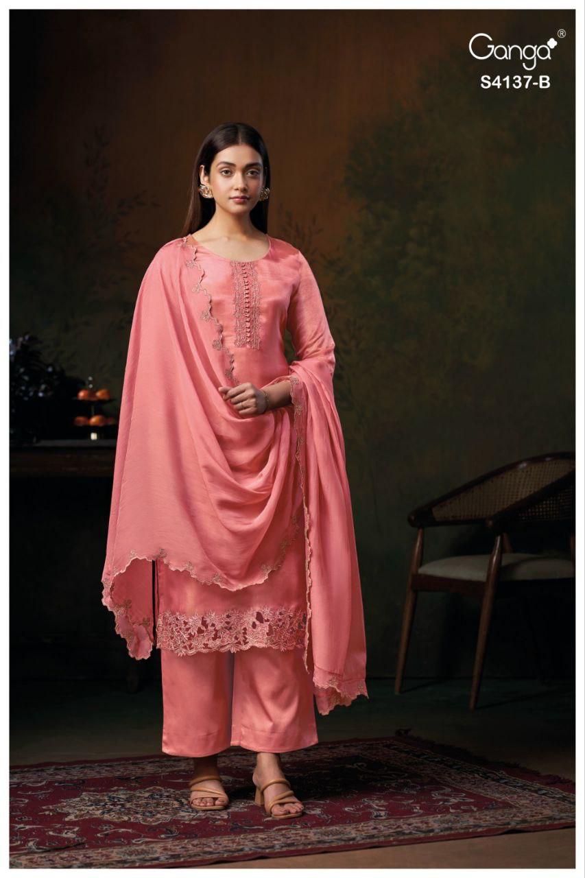 Ganga Josie 4137 Bemberg Silk Embroidery Work Salwar Kameez
