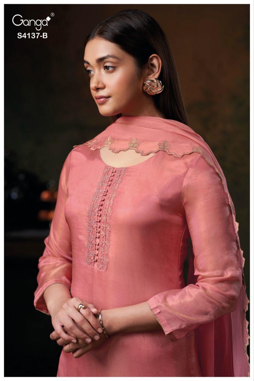 Ganga Josie 4137 Bemberg Silk Embroidery Work Salwar Kameez