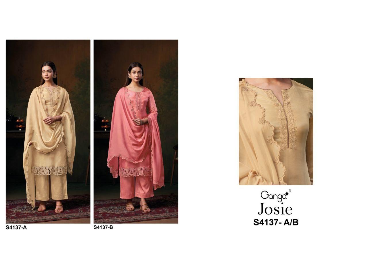 Ganga Josie 4137 Bemberg Silk Embroidery Work Salwar Kameez