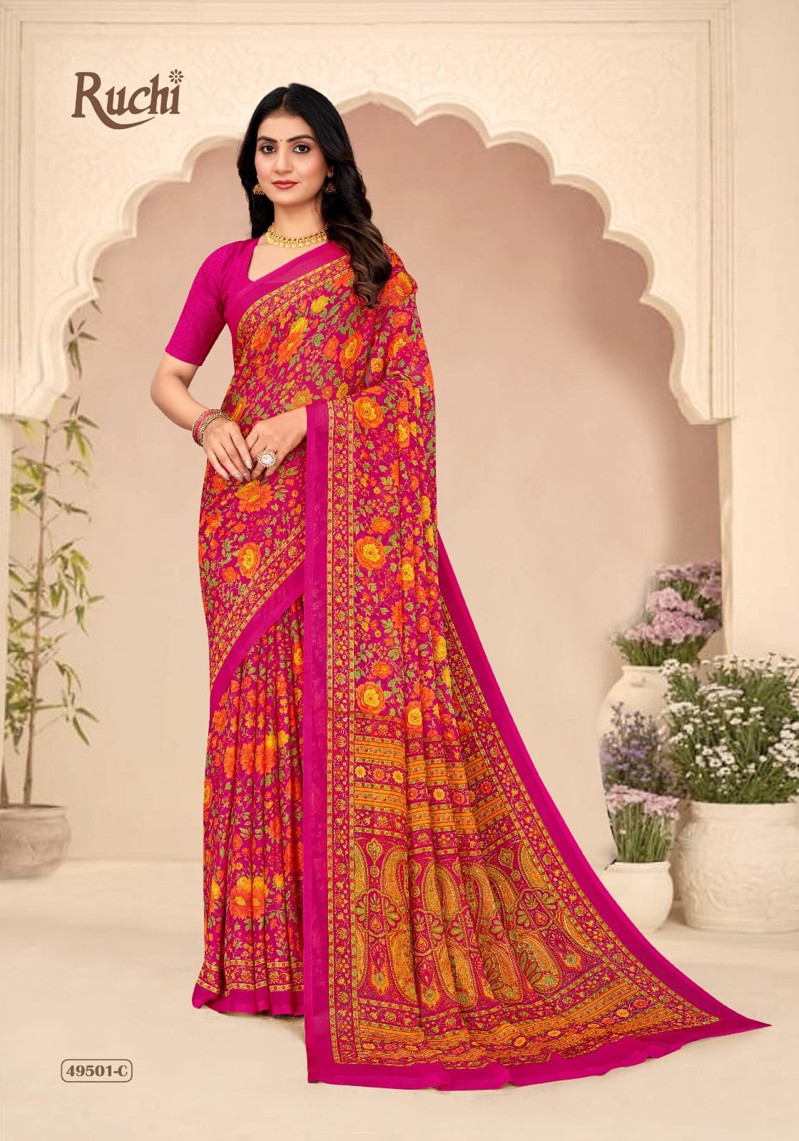 Ruchi Star Chiffon 205 Printed Casual Wear Saree Collection
