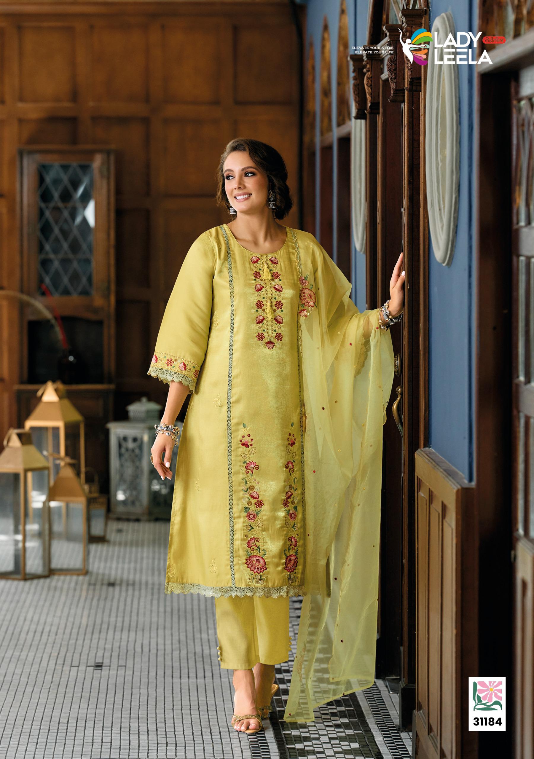 Lady Leela Saaz Viscose Roman Glass Heavy Embroidery Kurti Bottom With Dupatta
