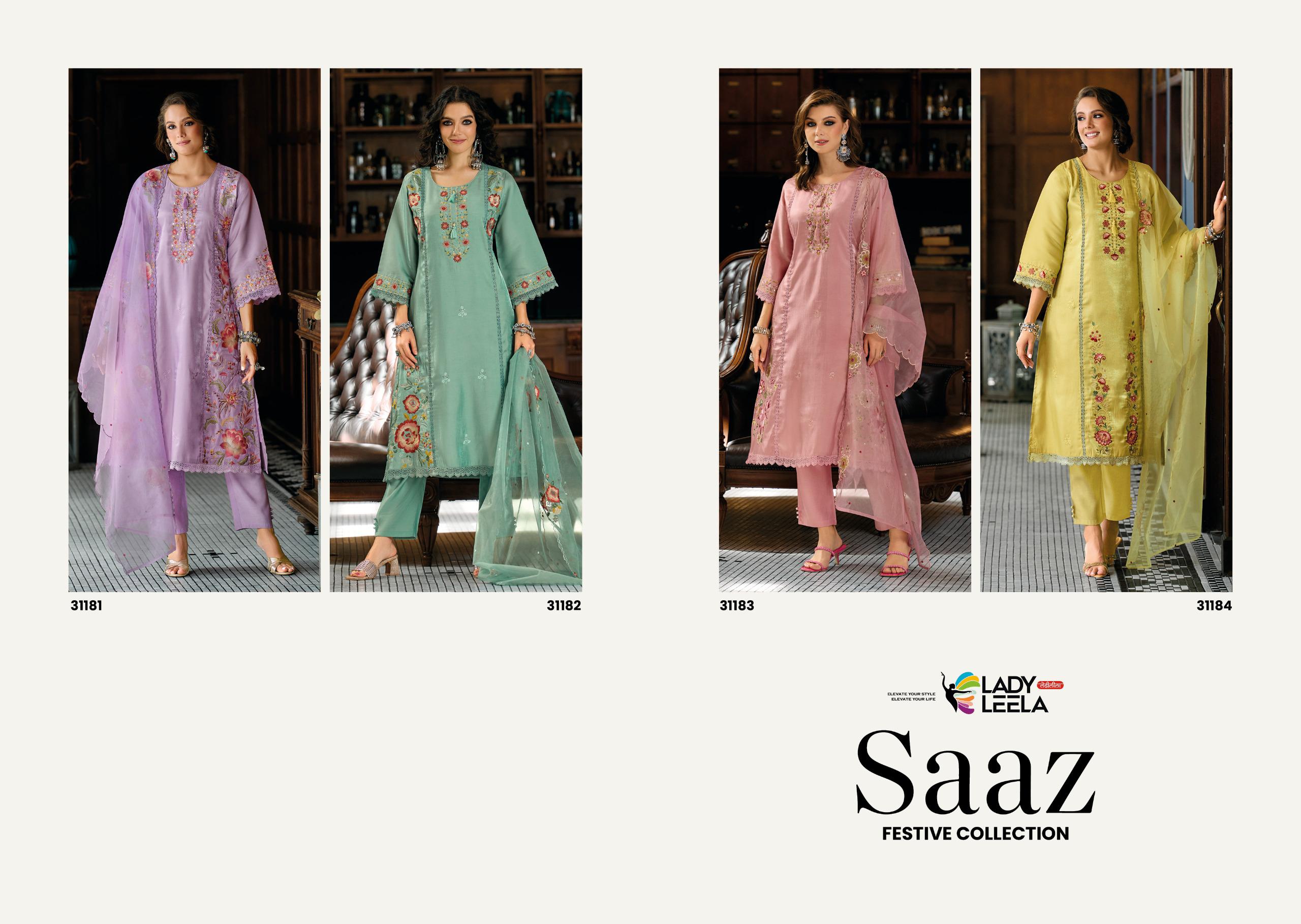 Lady Leela Saaz Viscose Roman Glass Heavy Embroidery Kurti Bottom With Dupatta