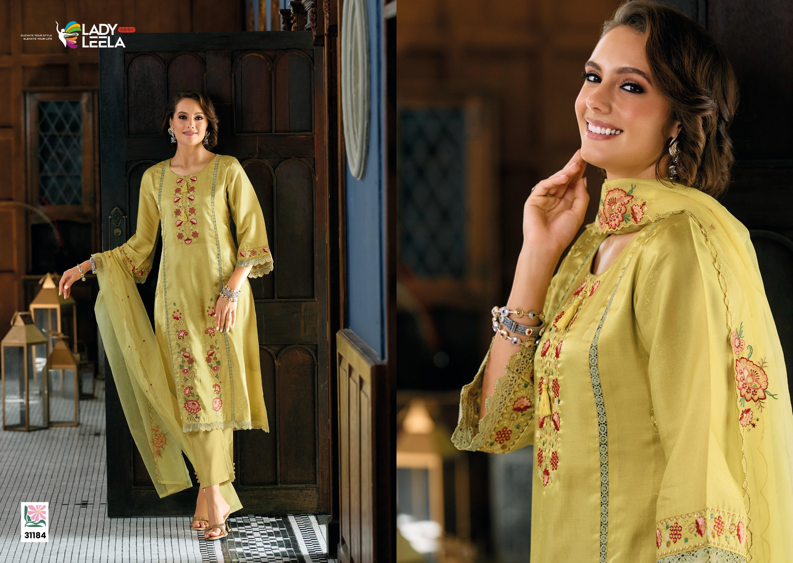 Lady Leela Saaz Viscose Roman Glass Heavy Embroidery Kurti Bottom With Dupatta