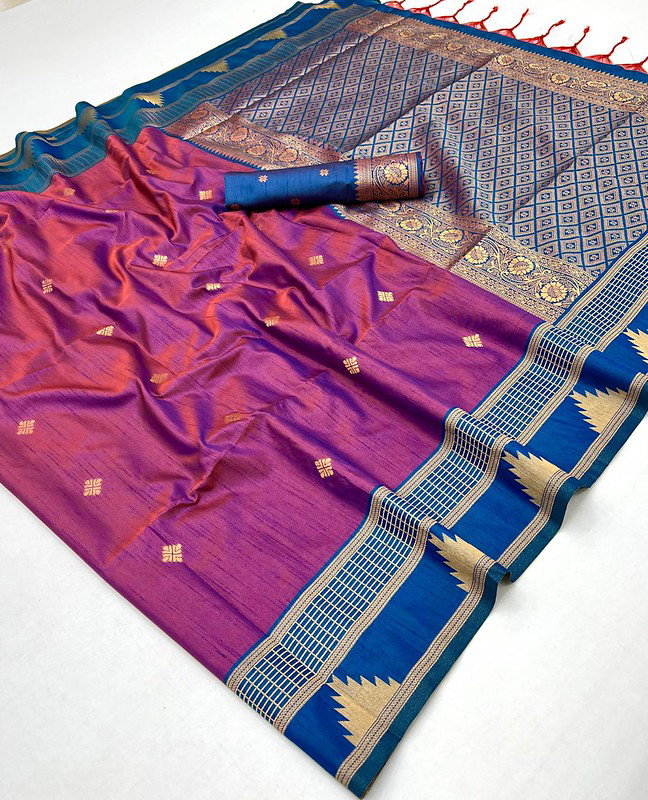 Rajtex Kontessa Temple Tussar Silk Handloom Weaving Saree