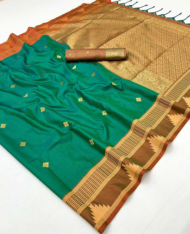 Rajtex Kontessa Temple Tussar Silk Handloom Weaving Saree