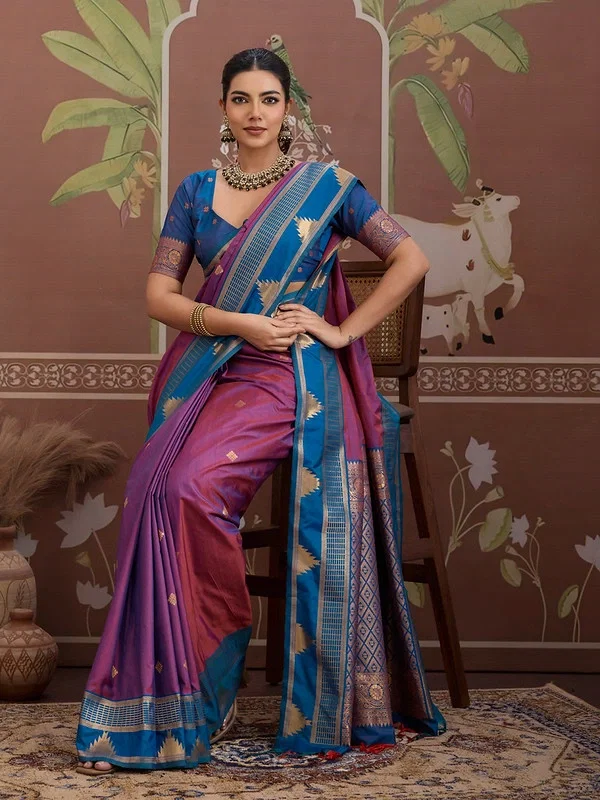 Rajtex Kontessa Temple Tussar Silk Handloom Weaving Saree