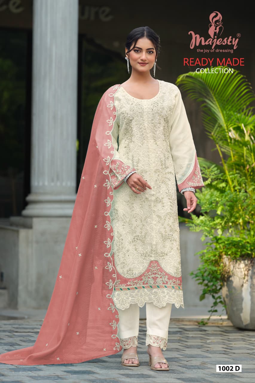 Majesty 1002 A To D Kota Checks With Embroidery Work Pakistani Salwar Kameez