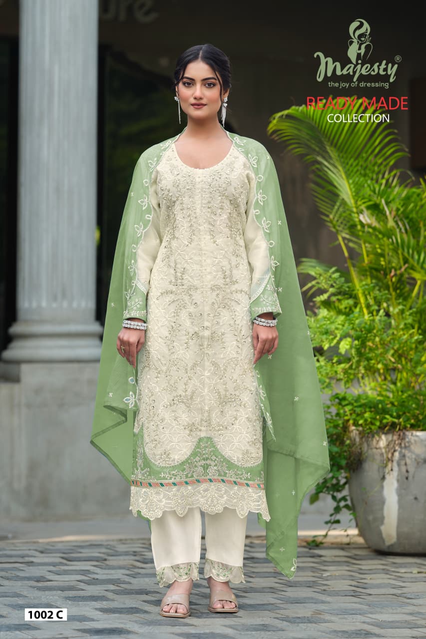 Majesty 1002 A To D Kota Checks With Embroidery Work Pakistani Salwar Kameez