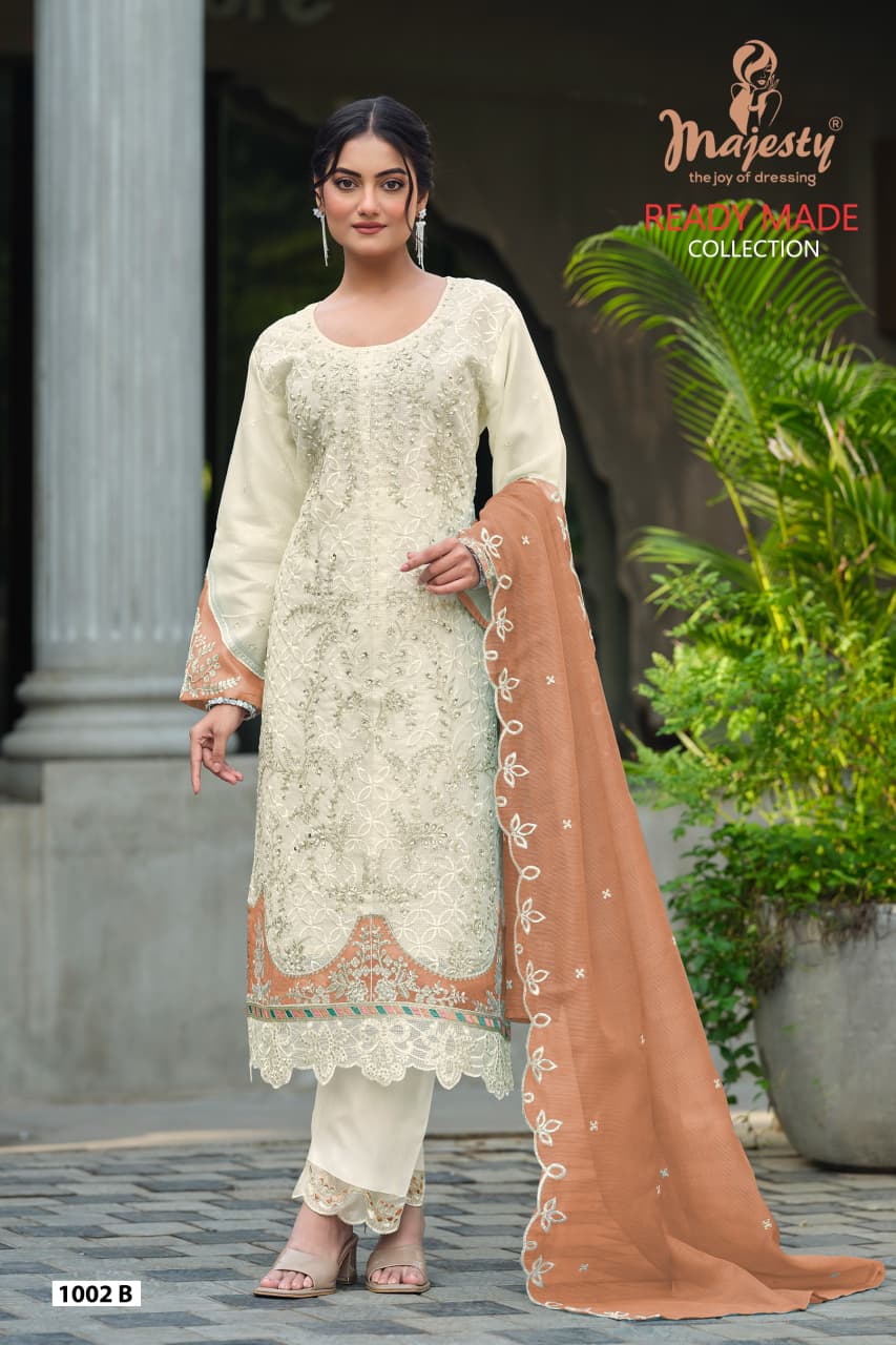 Majesty 1002 A To D Kota Checks With Embroidery Work Pakistani Salwar Kameez