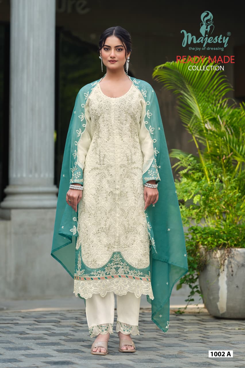 Majesty 1002 A To D Kota Checks With Embroidery Work Pakistani Salwar Kameez