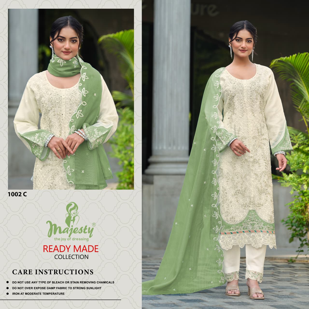 Majesty 1002 A To D Kota Checks With Embroidery Work Pakistani Salwar Kameez