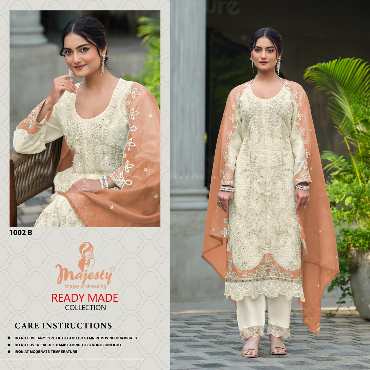 Majesty 1002 A To D Kota Checks With Embroidery Work Pakistani Salwar Kameez