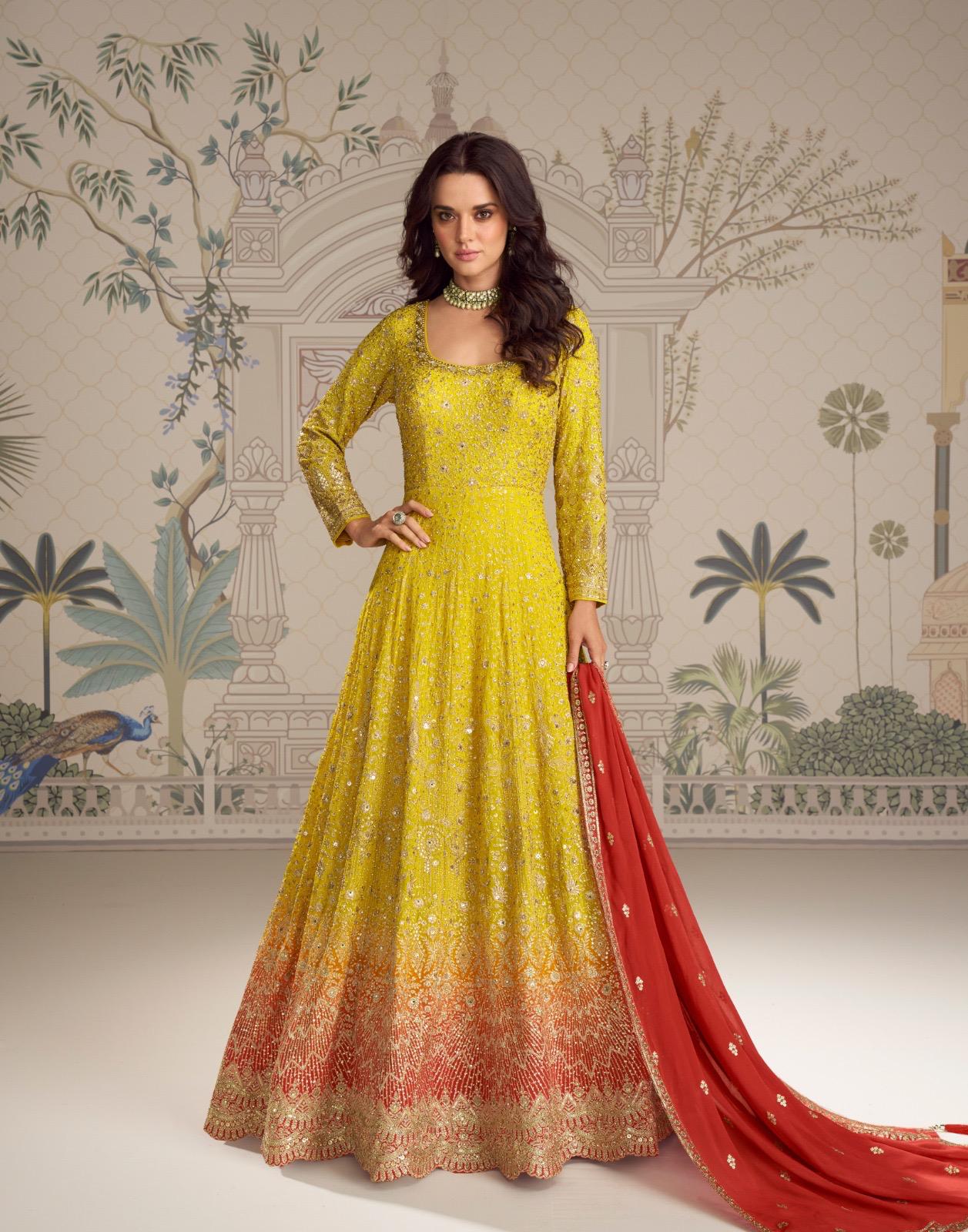 Saboori 10021 To 23 Georgette Embroidered Gown With Dupatta Collection