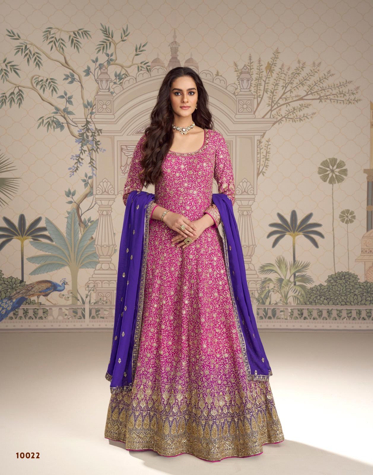 Saboori 10021 To 23 Georgette Embroidered Gown With Dupatta Collection