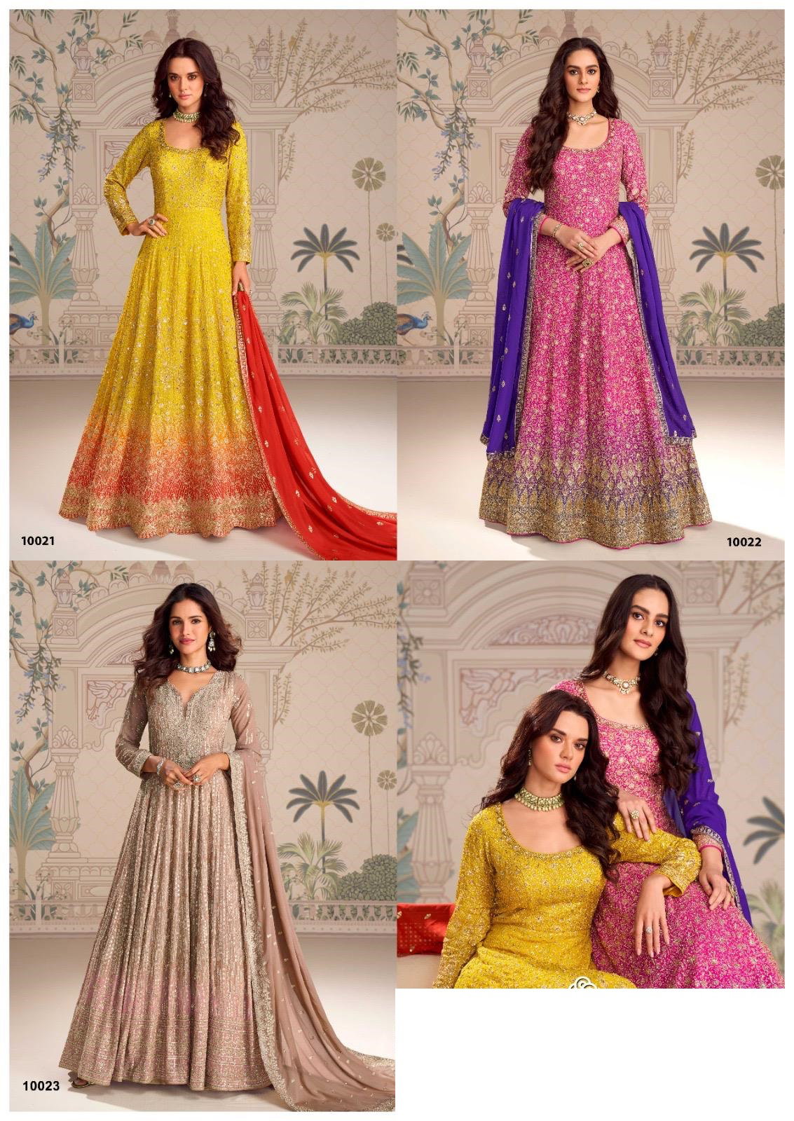 Saboori 10021 To 23 Georgette Embroidered Gown With Dupatta Collection