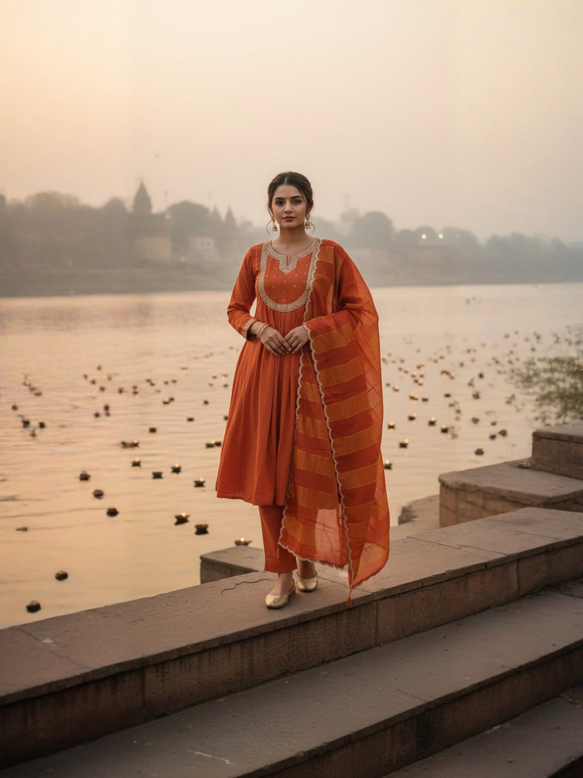 Navya Kurti 189 Party Wear Embroidery Worked Cotton Silk Kurti with Pant and Dupatta Set