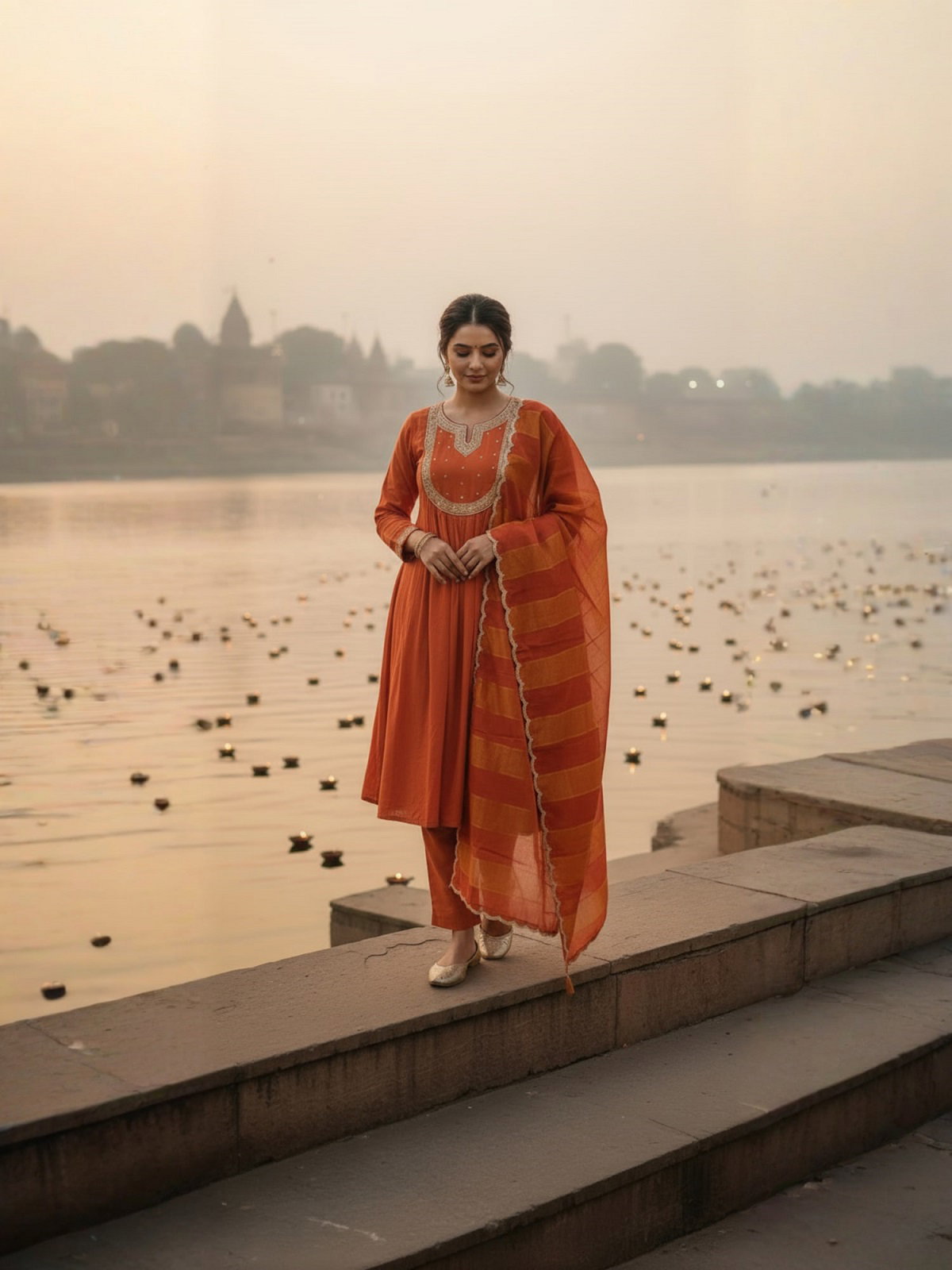 Navya Kurti 189 Party Wear Embroidery Worked Cotton Silk Kurti with Pant and Dupatta Set