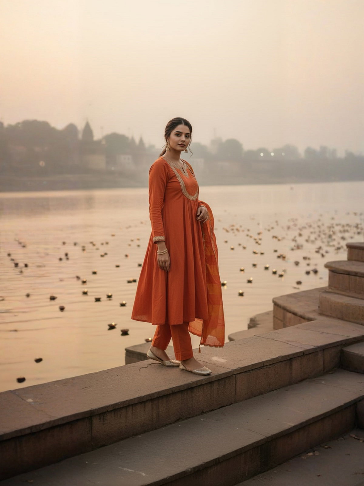 Navya Kurti 189 Party Wear Embroidery Worked Cotton Silk Kurti with Pant and Dupatta Set