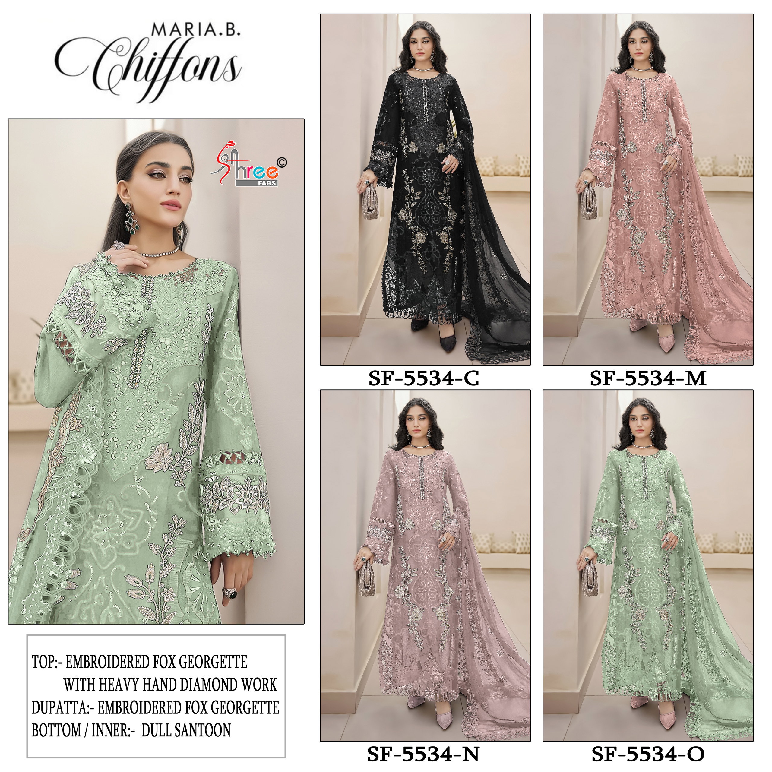 Shree Sf 5534 Vol 2 Faux Georgette Embroidery Pakistani Salwar Kameez