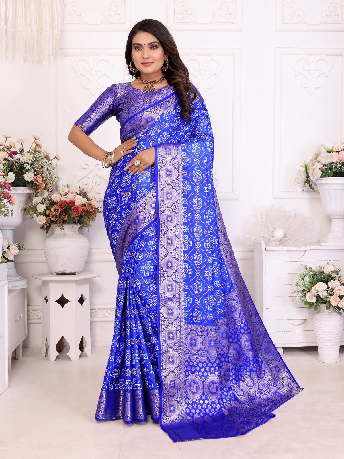 Lekha VC Shamshira Soft Satin Silk Bandhej Printed Saree