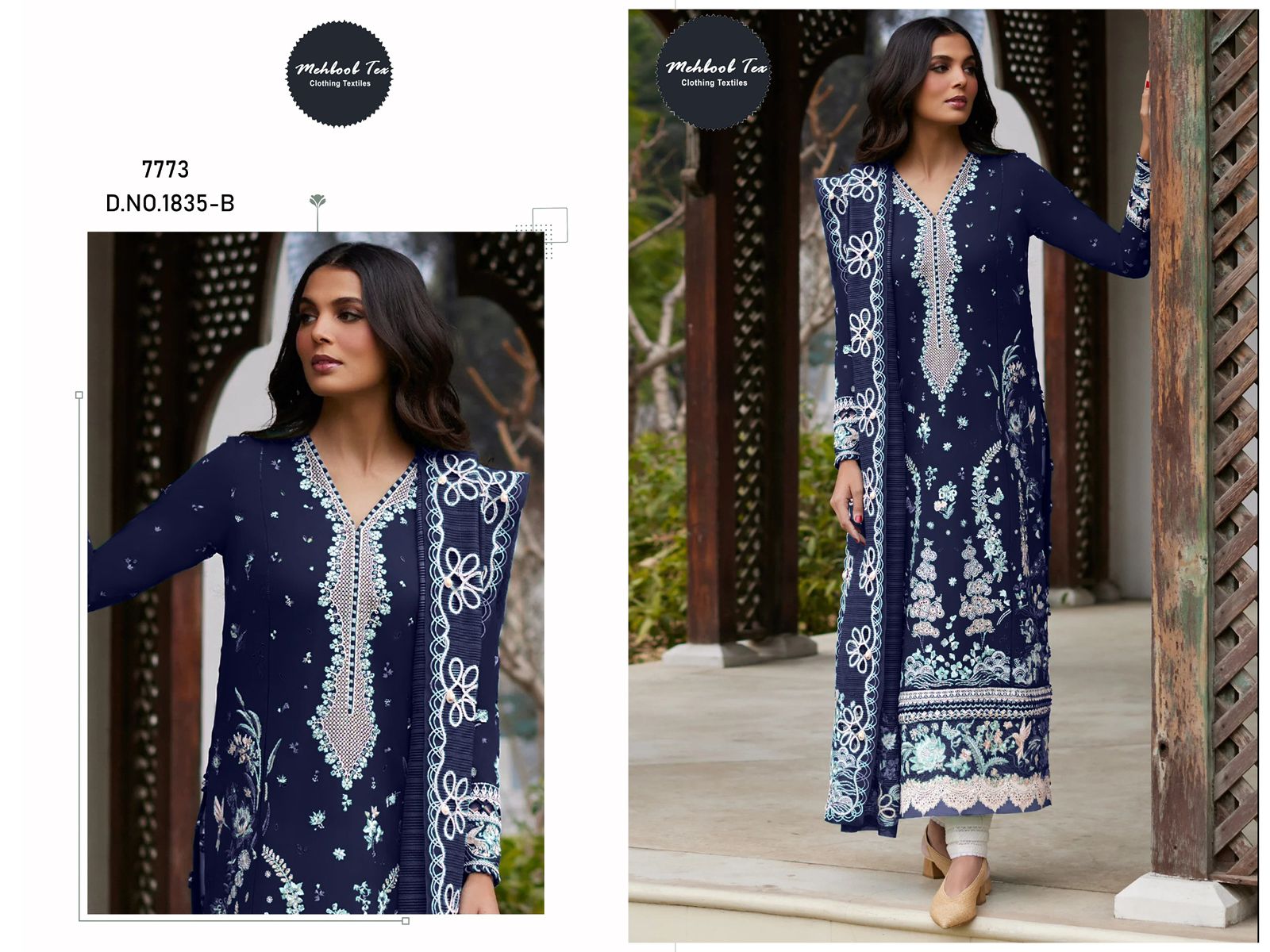 Mehboob Tex 1835 B And C Cotton With Embroidery Pakistani Salwar Kameez