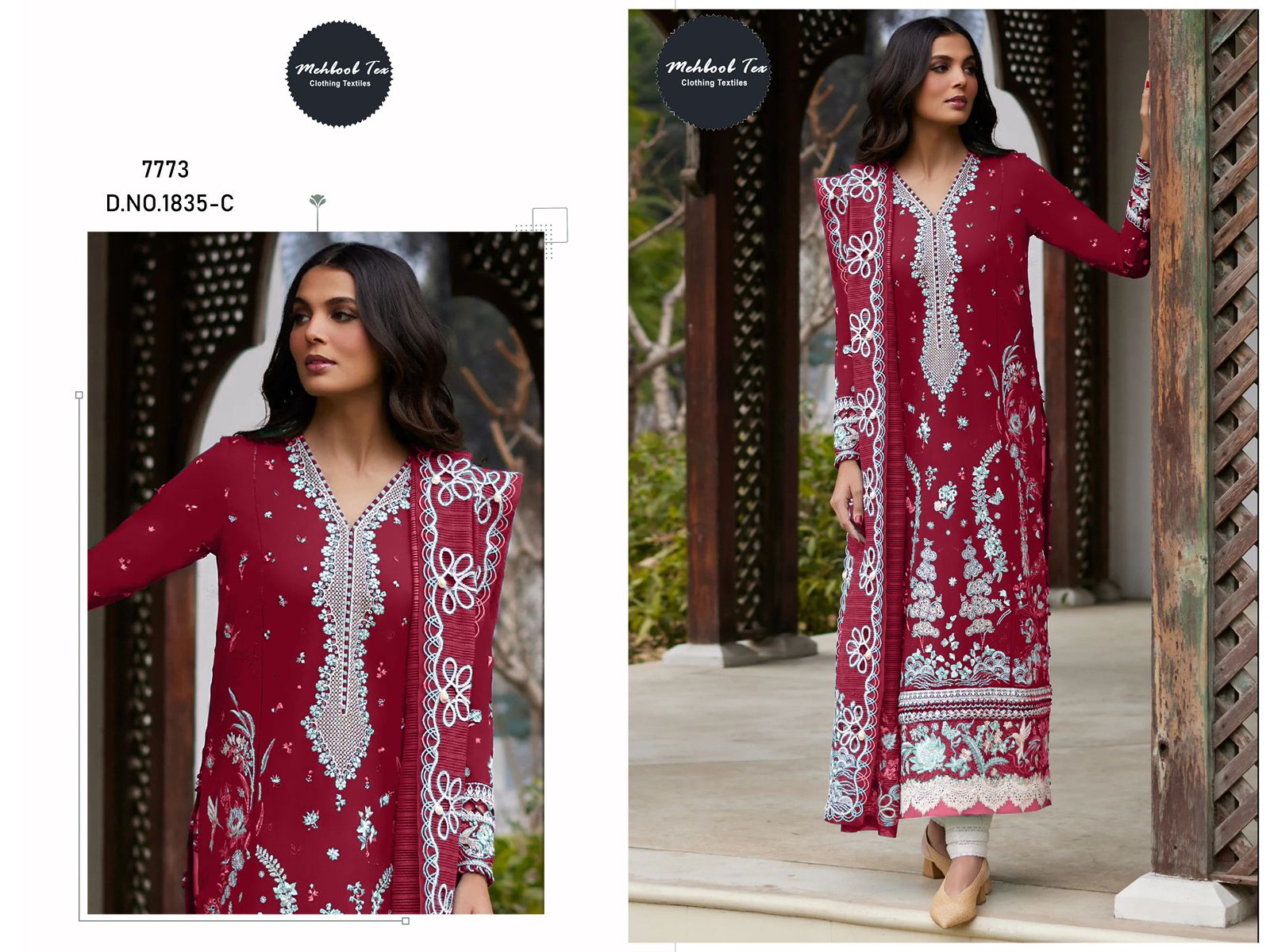 Mehboob Tex 1835 B And C Cotton With Embroidery Pakistani Salwar Kameez