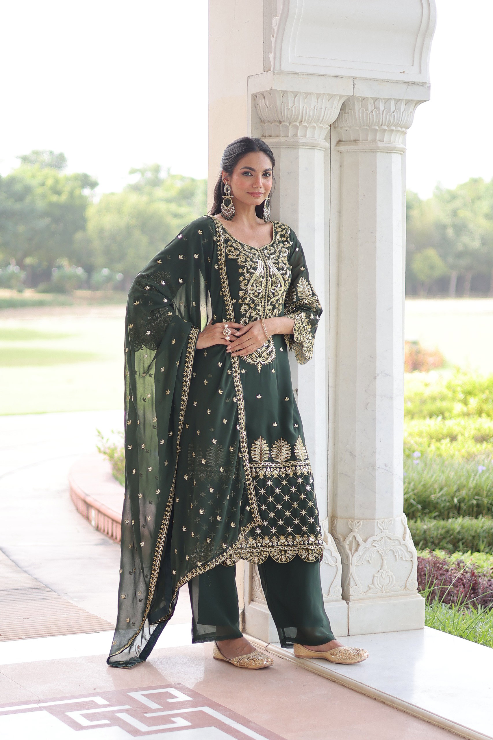Lekha KA 1219 Faux Blooming Embroidery Kurti Bottom With Dupatta