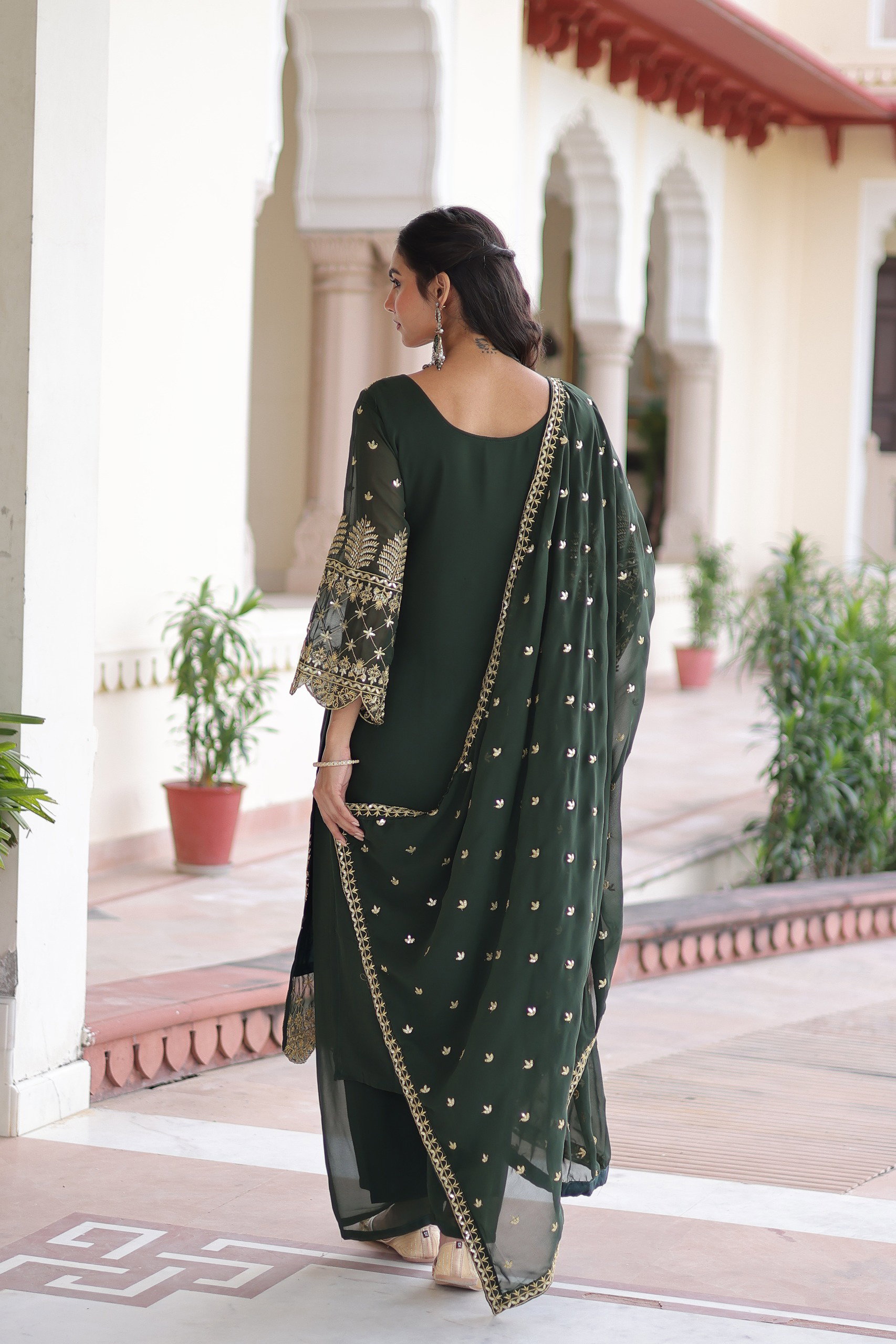 Lekha KA 1219 Faux Blooming Embroidery Kurti Bottom With Dupatta