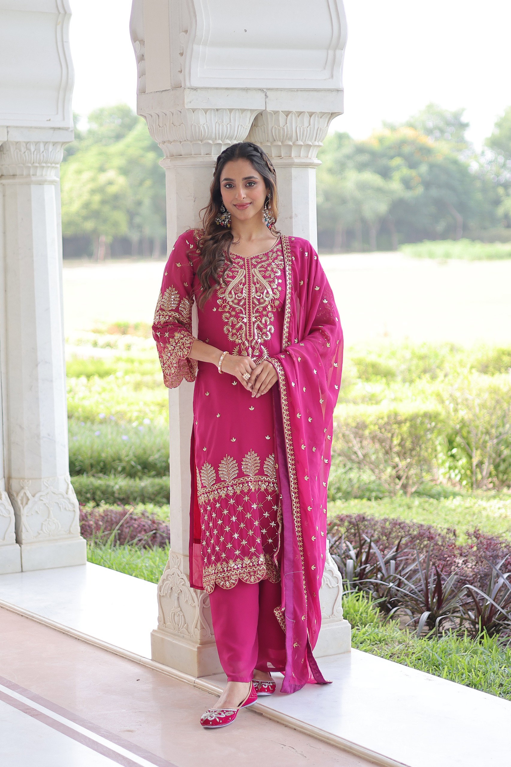 Lekha KA 1219 Faux Blooming Embroidery Kurti Bottom With Dupatta