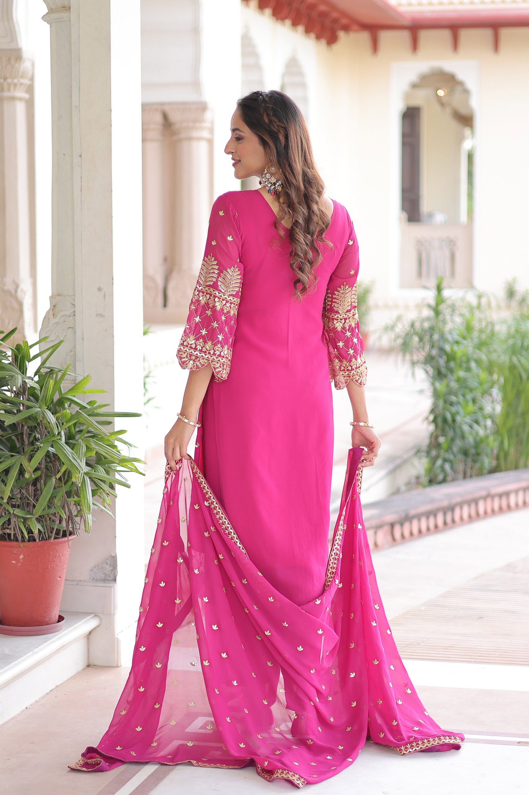 Lekha KA 1219 Faux Blooming Embroidery Kurti Bottom With Dupatta