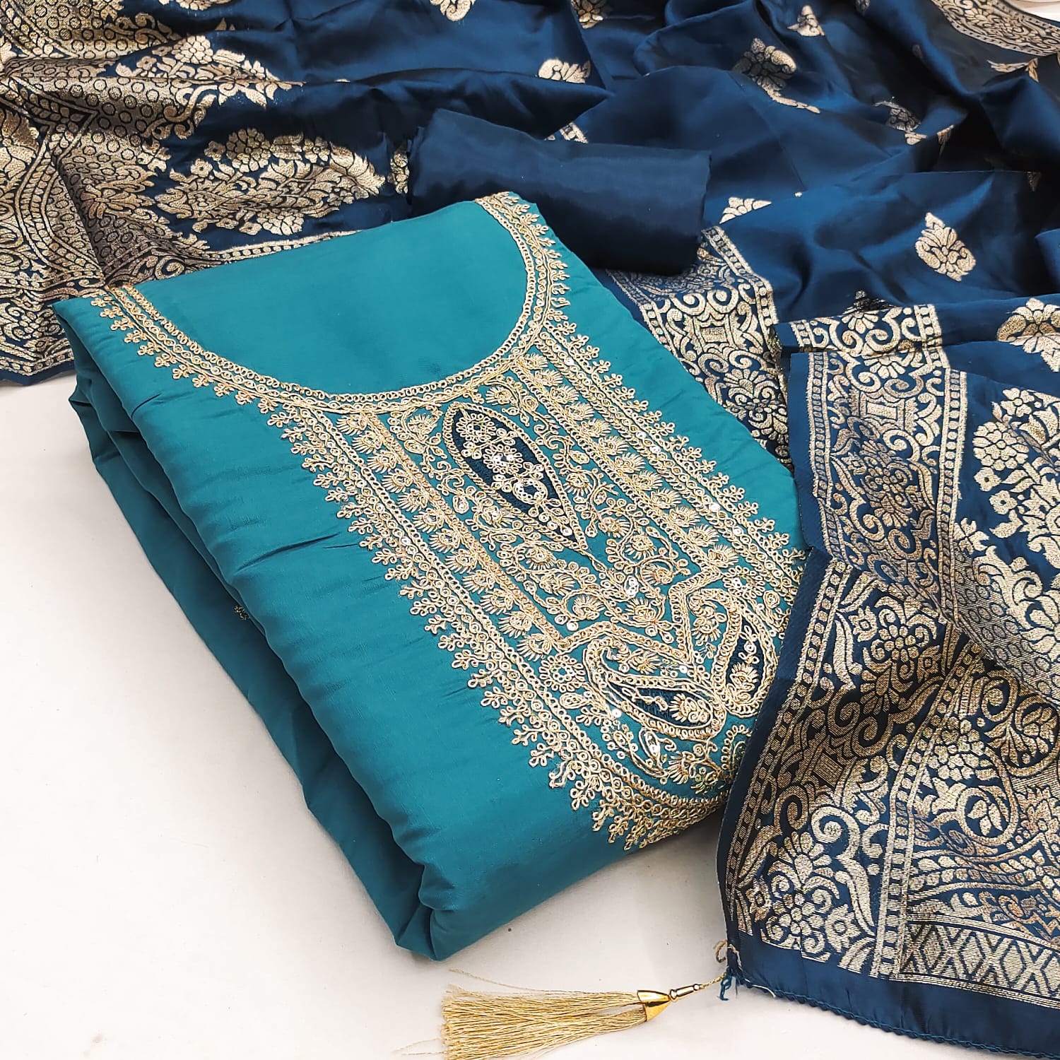 Designer Chandani Roman Front & Black Print Dress material Collection