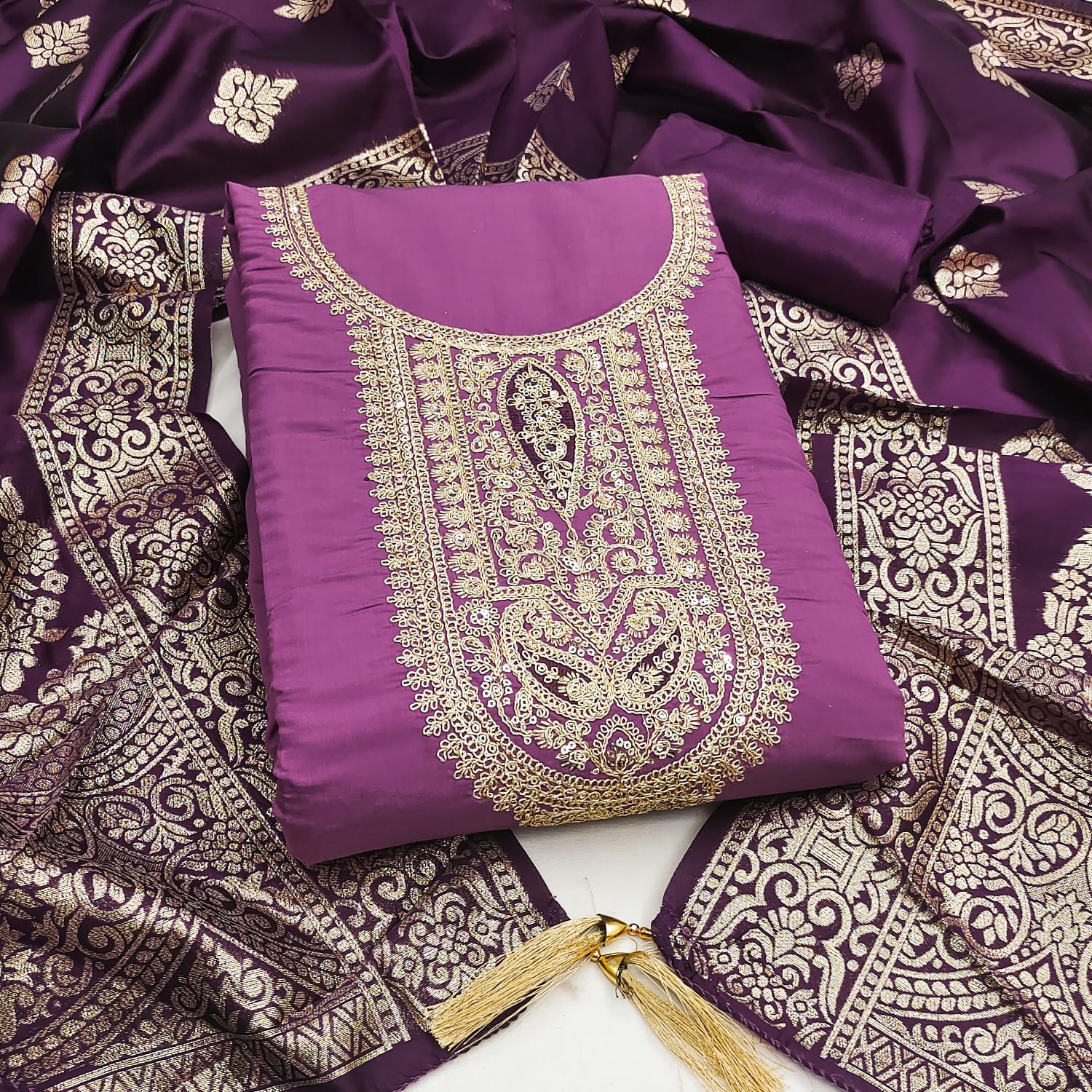 Designer Chandani Roman Front & Black Print Dress material Collection