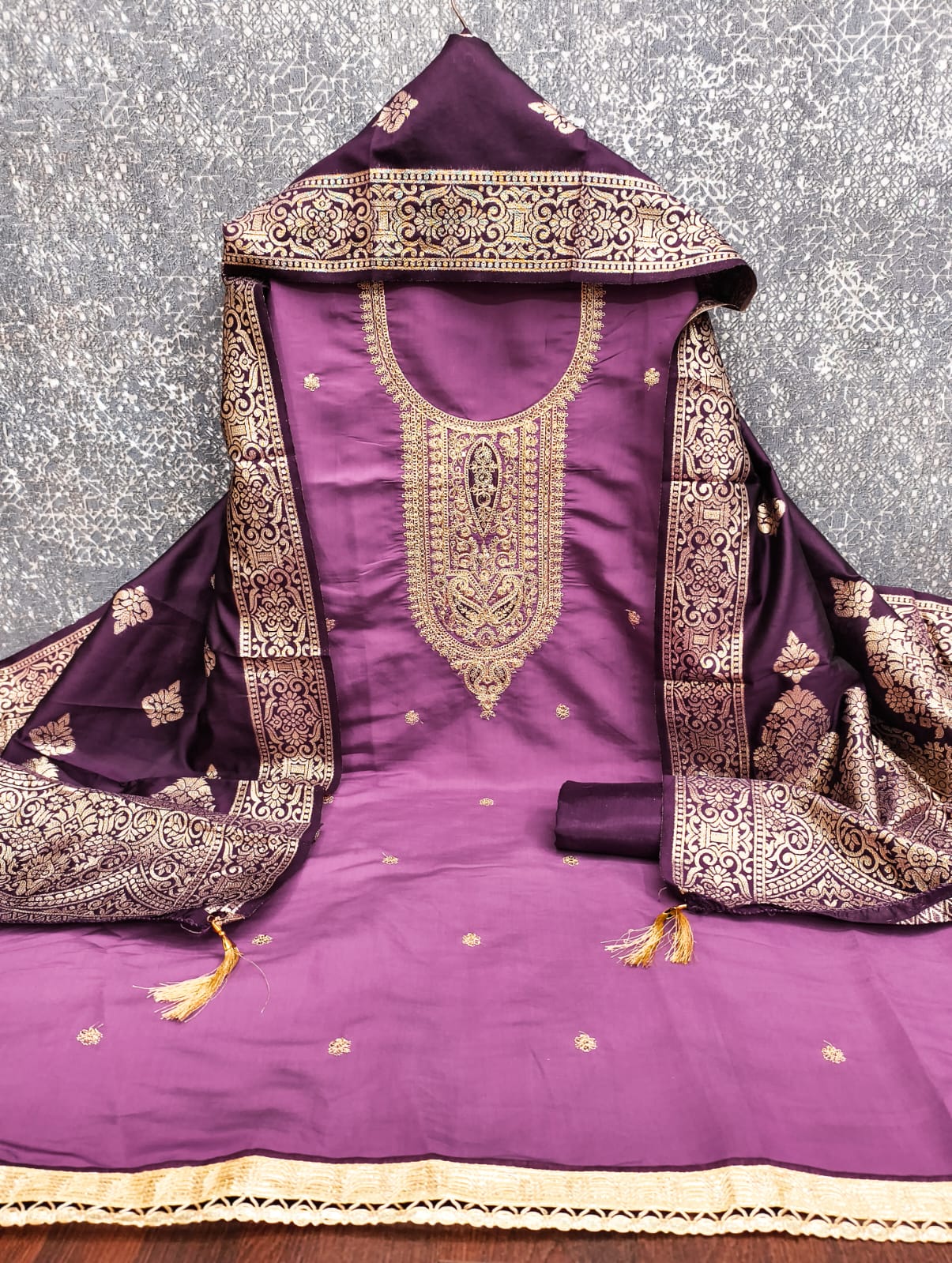 Designer Chandani Roman Front & Black Print Dress material Collection