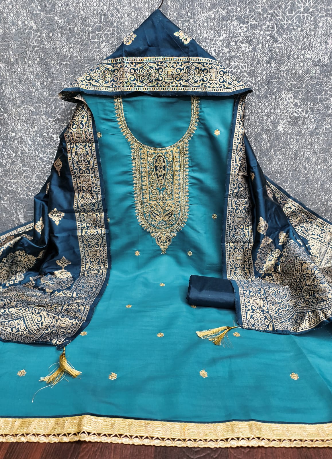 Designer Chandani Roman Front & Black Print Dress material Collection