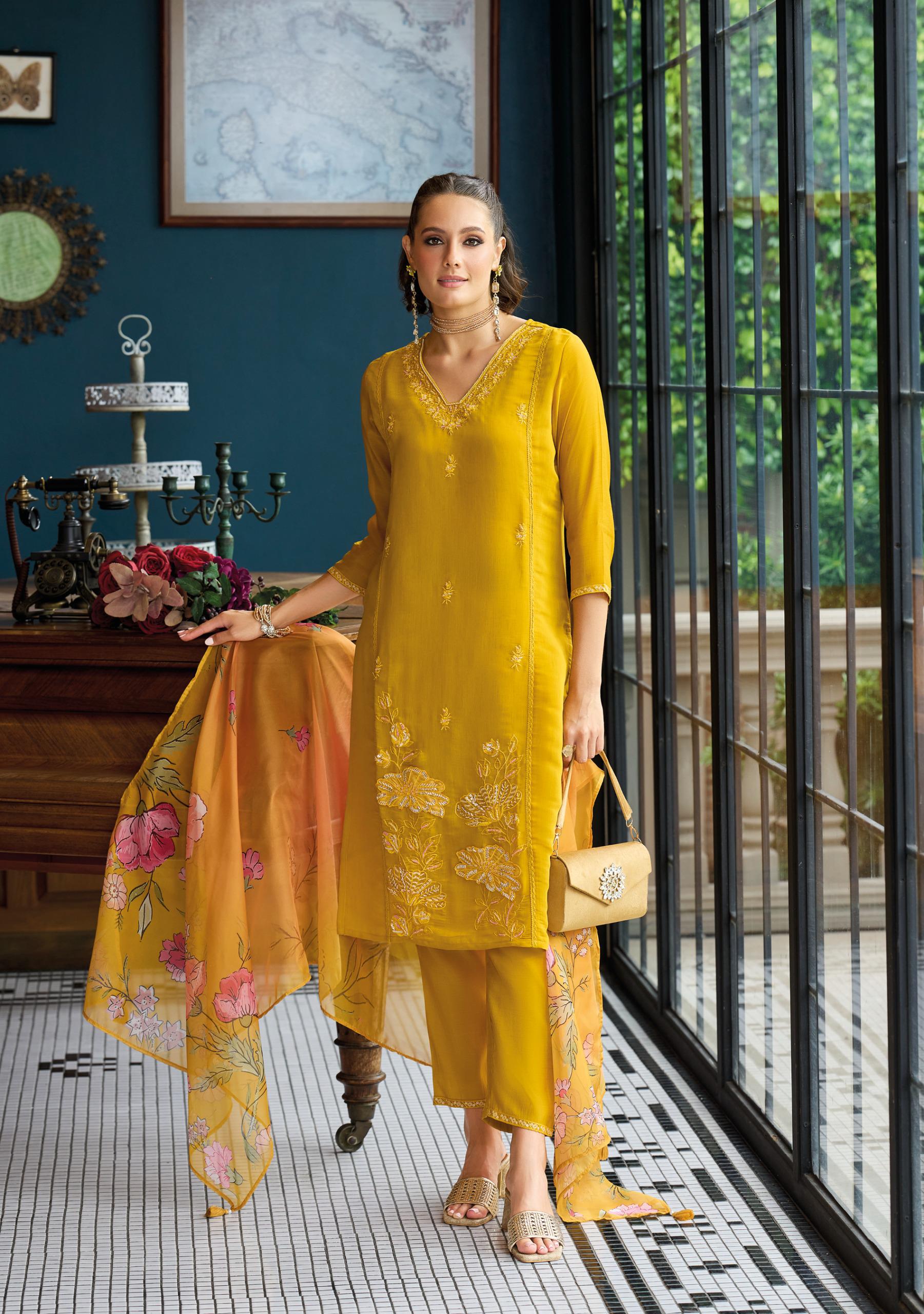 Lady Leela Saiyaraa Viscose Mul Chanderi Embroidery And Beads Work Kurti Bottom With Dupatta
