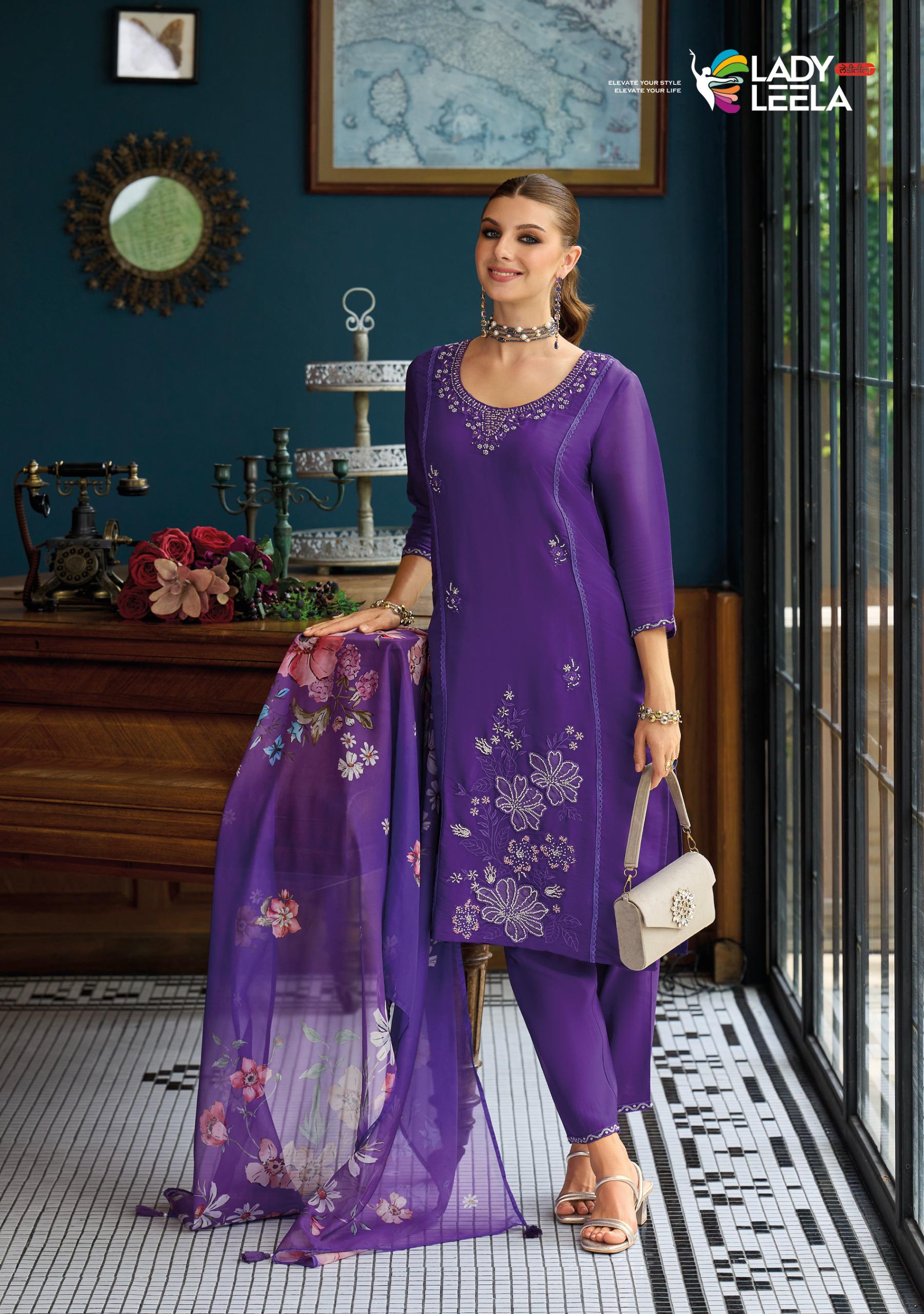 Lady Leela Saiyaraa Viscose Mul Chanderi Embroidery And Beads Work Kurti Bottom With Dupatta