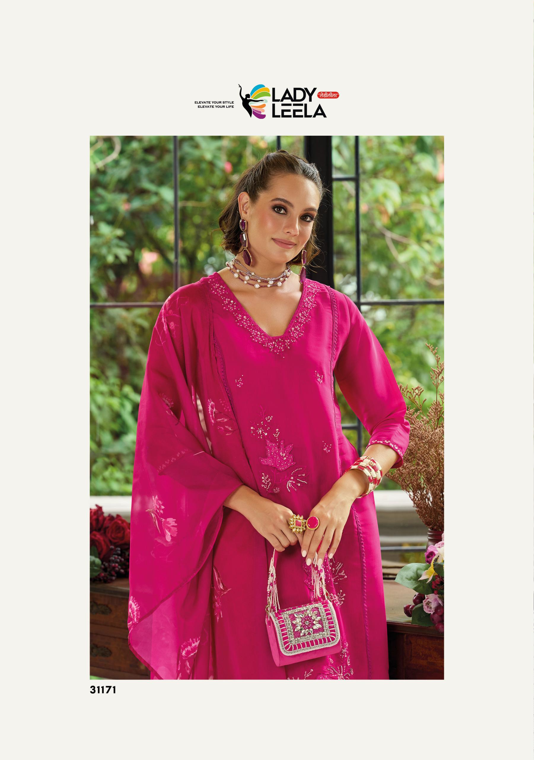 Lady Leela Saiyaraa Viscose Mul Chanderi Embroidery And Beads Work Kurti Bottom With Dupatta