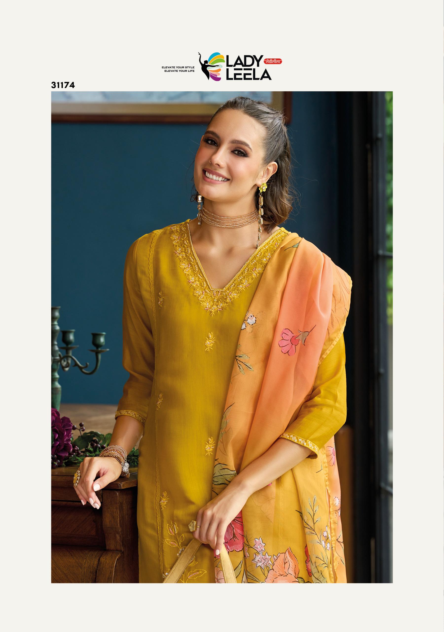 Lady Leela Saiyaraa Viscose Mul Chanderi Embroidery And Beads Work Kurti Bottom With Dupatta