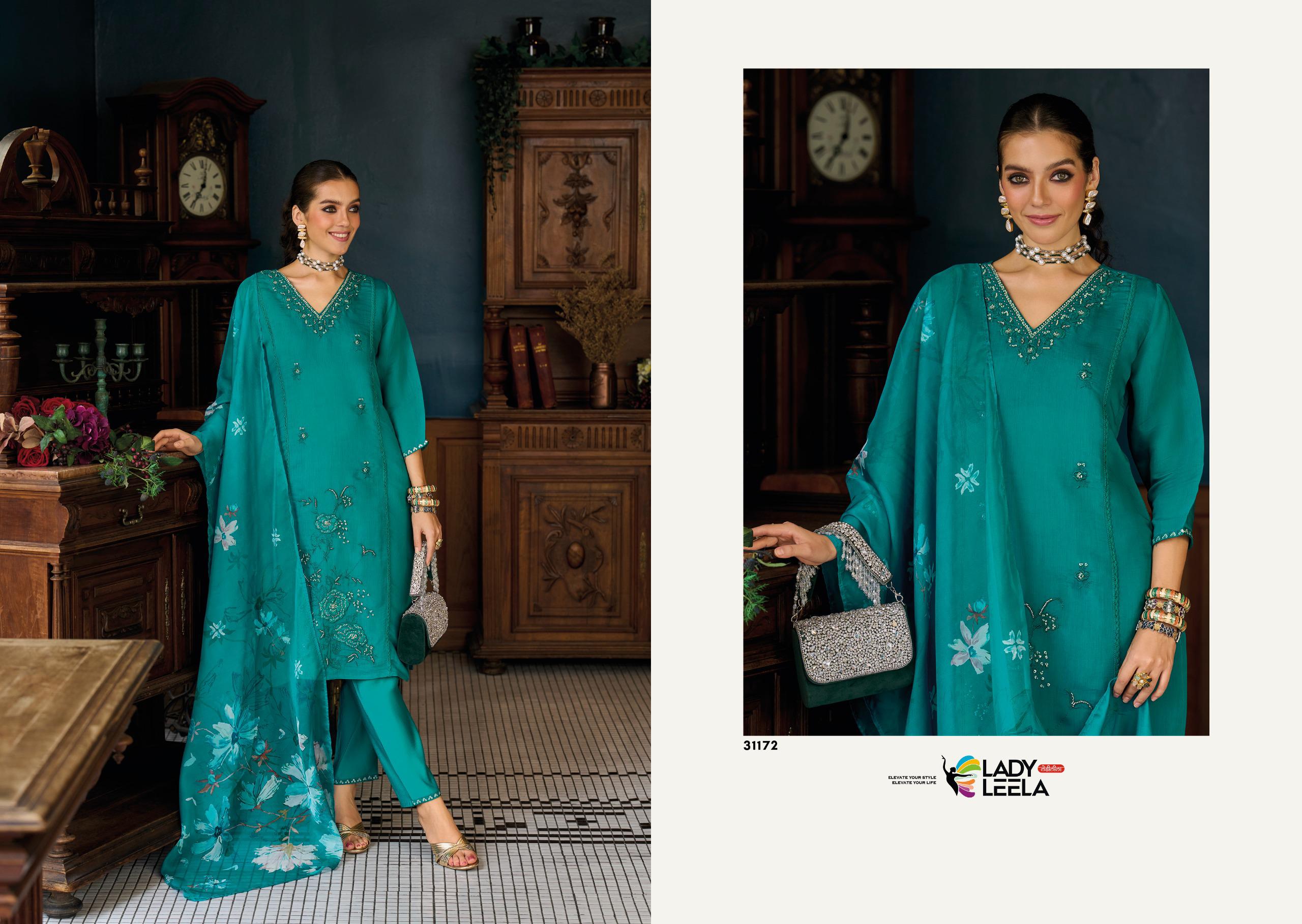 Lady Leela Saiyaraa Viscose Mul Chanderi Embroidery And Beads Work Kurti Bottom With Dupatta