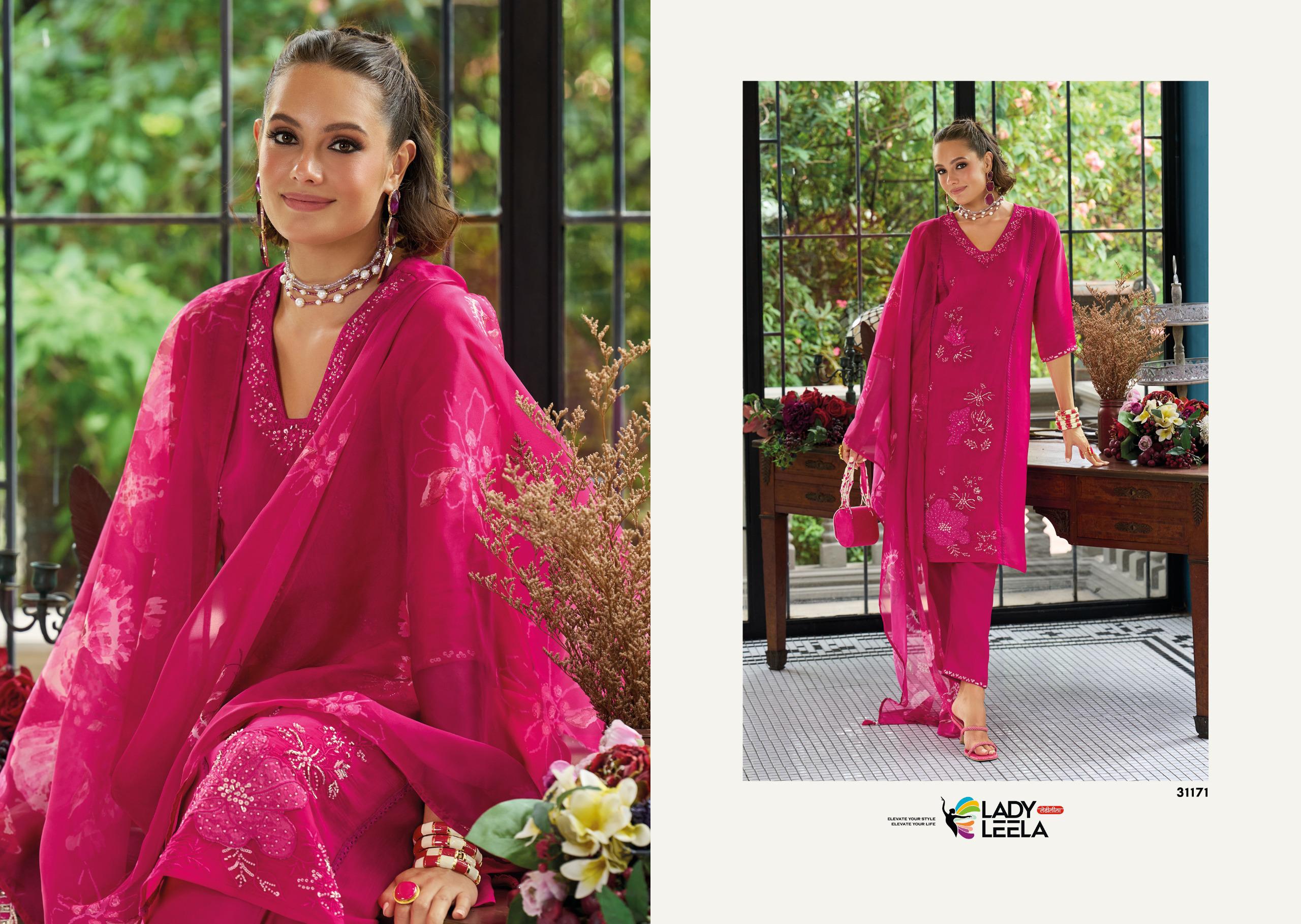 Lady Leela Saiyaraa Viscose Mul Chanderi Embroidery And Beads Work Kurti Bottom With Dupatta