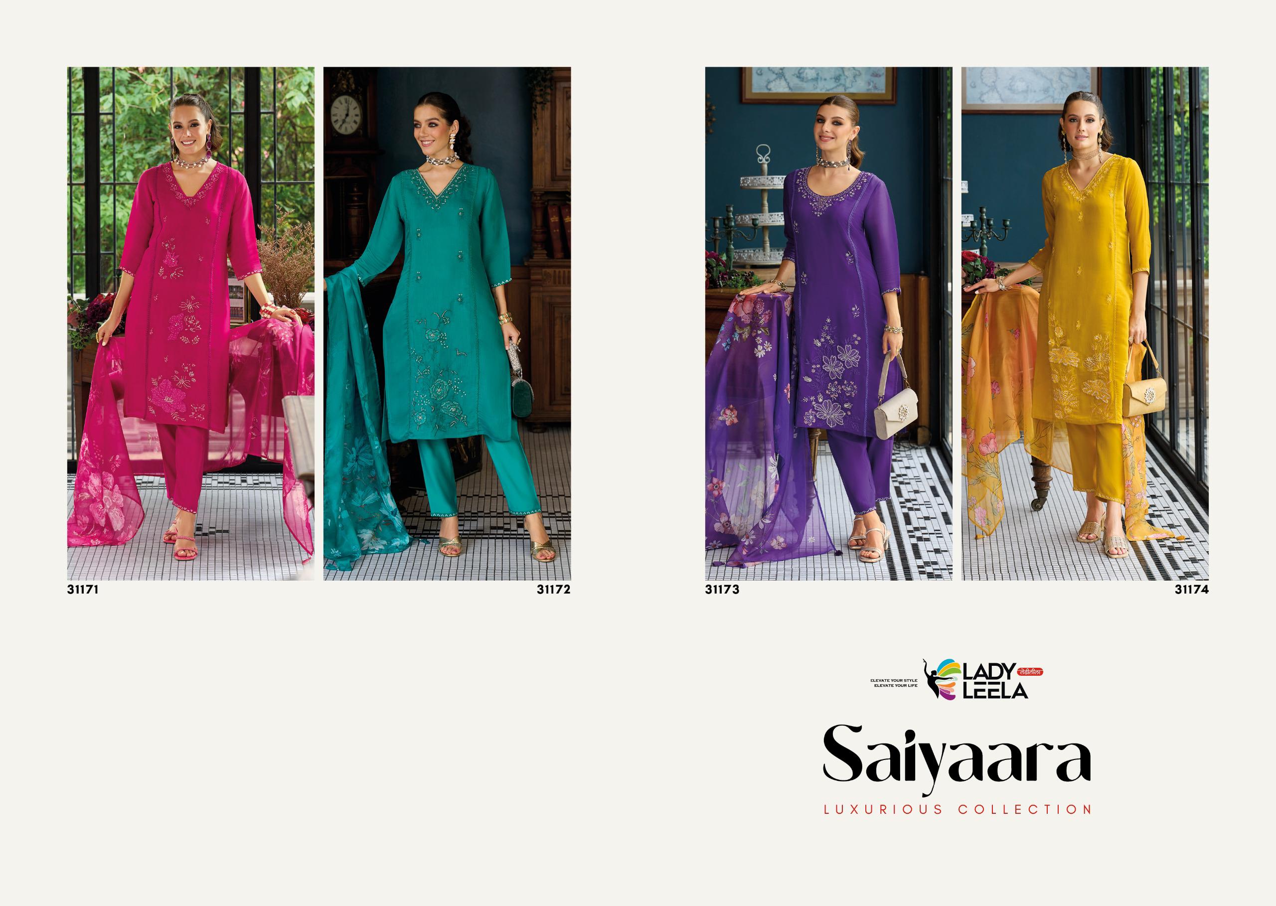 Lady Leela Saiyaraa Viscose Mul Chanderi Embroidery And Beads Work Kurti Bottom With Dupatta