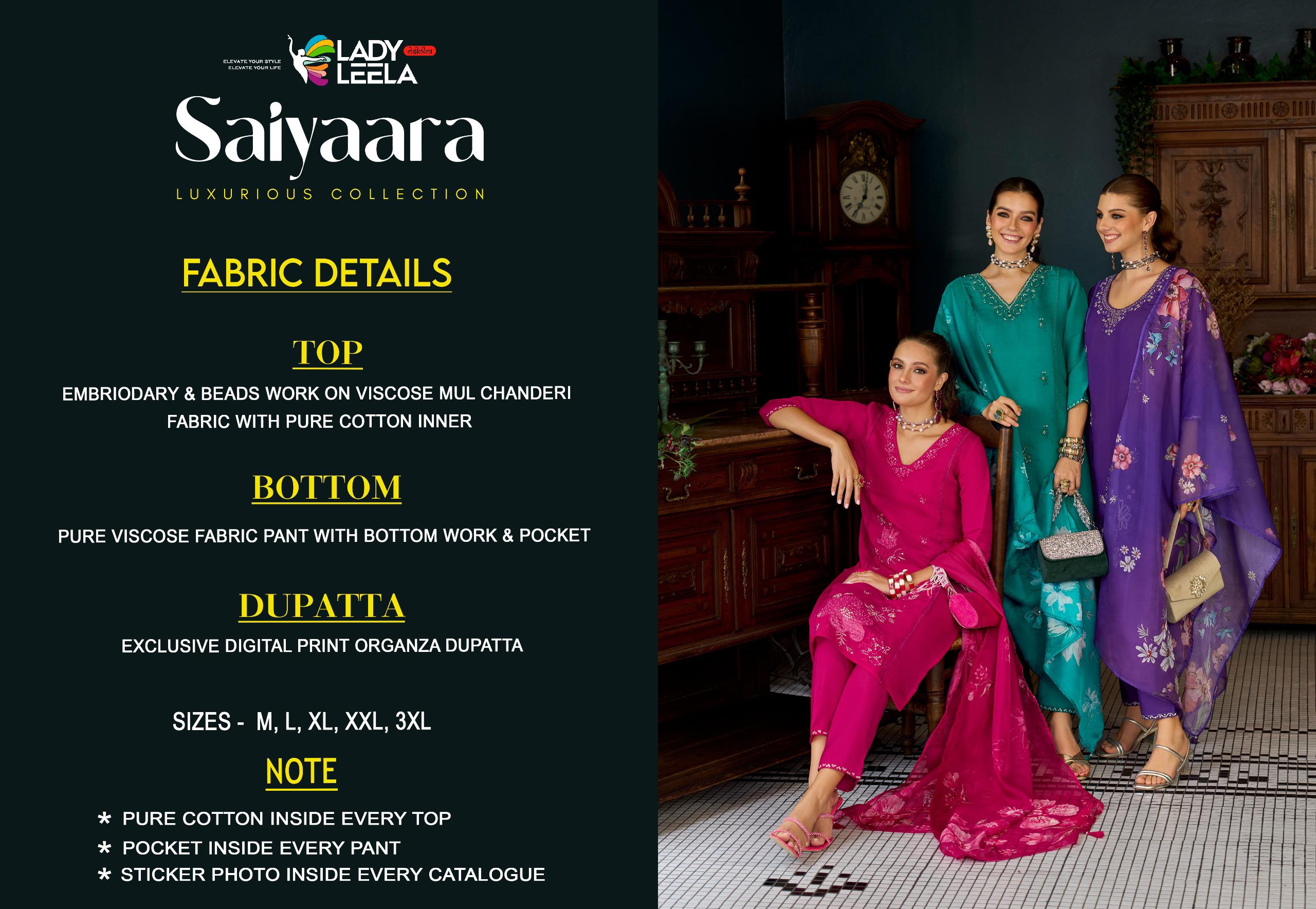 Lady Leela Saiyaraa Viscose Mul Chanderi Embroidery And Beads Work Kurti Bottom With Dupatta