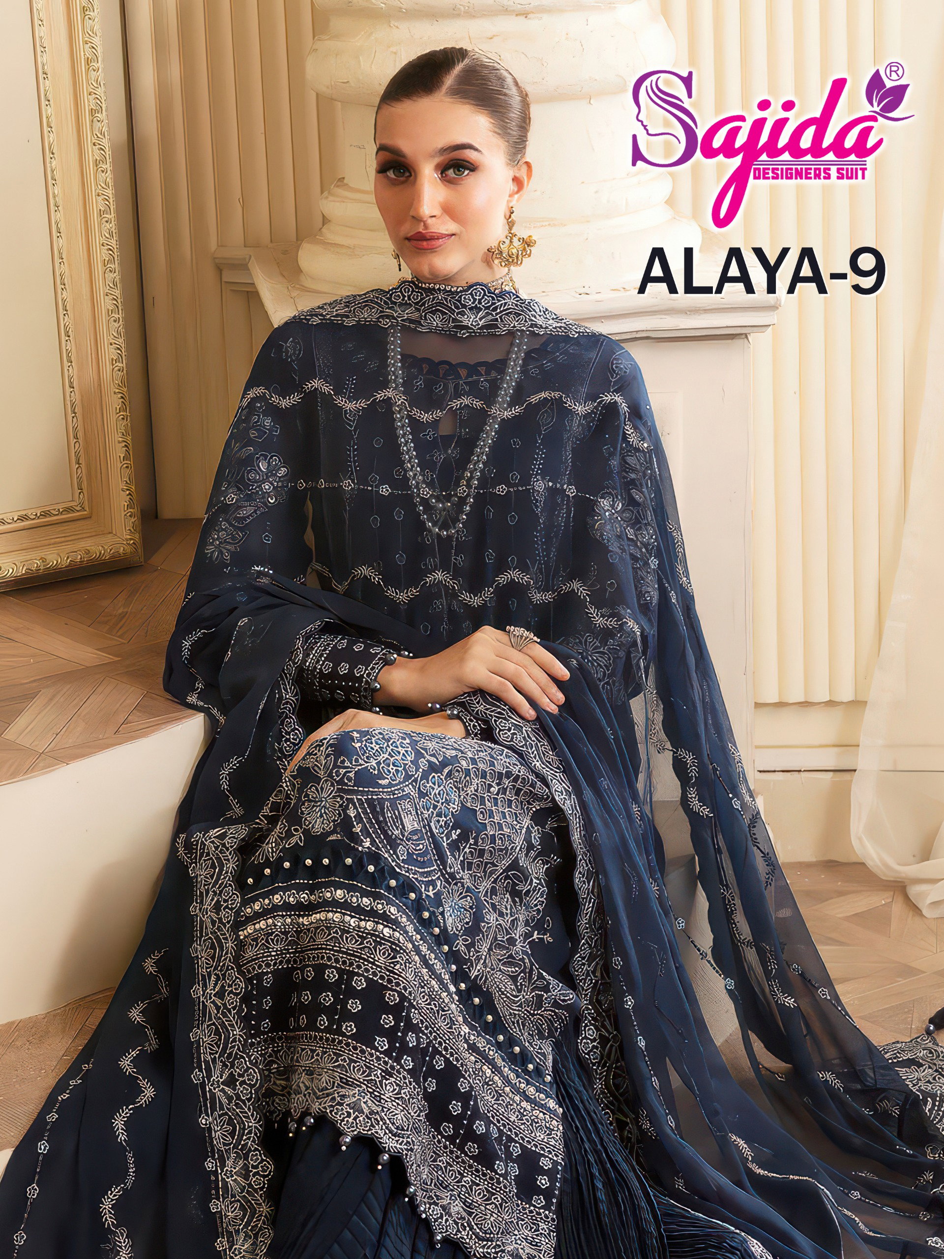 Sajida Alaya Vol 9 Georgette With Embroidered Pakistani Salwar Kameez